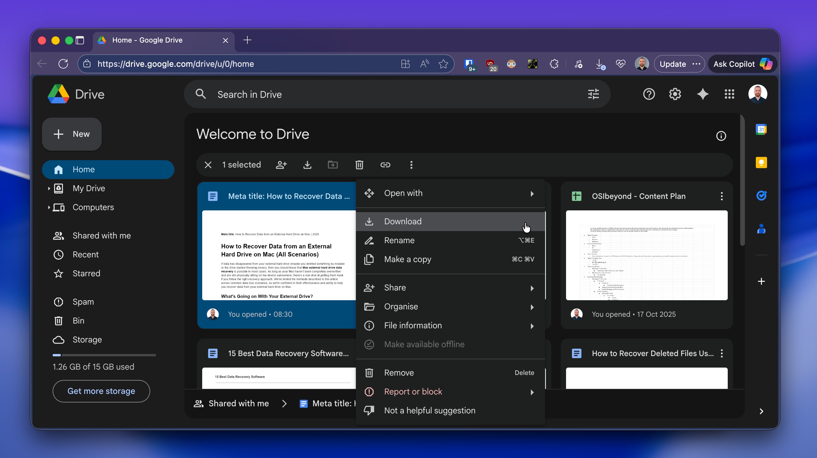 google drive download document