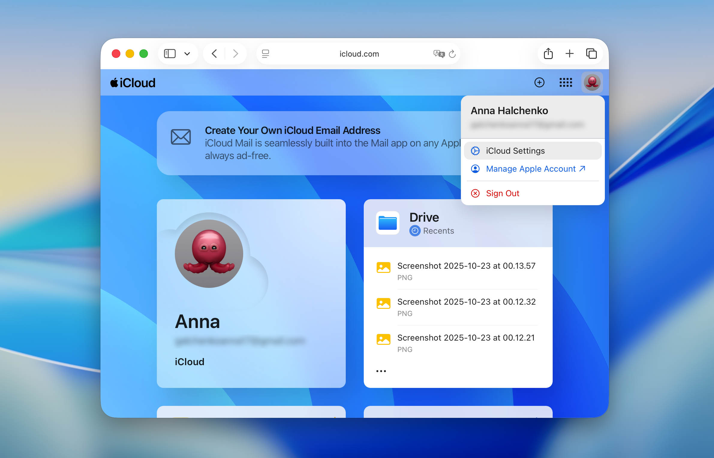 open icloud settings