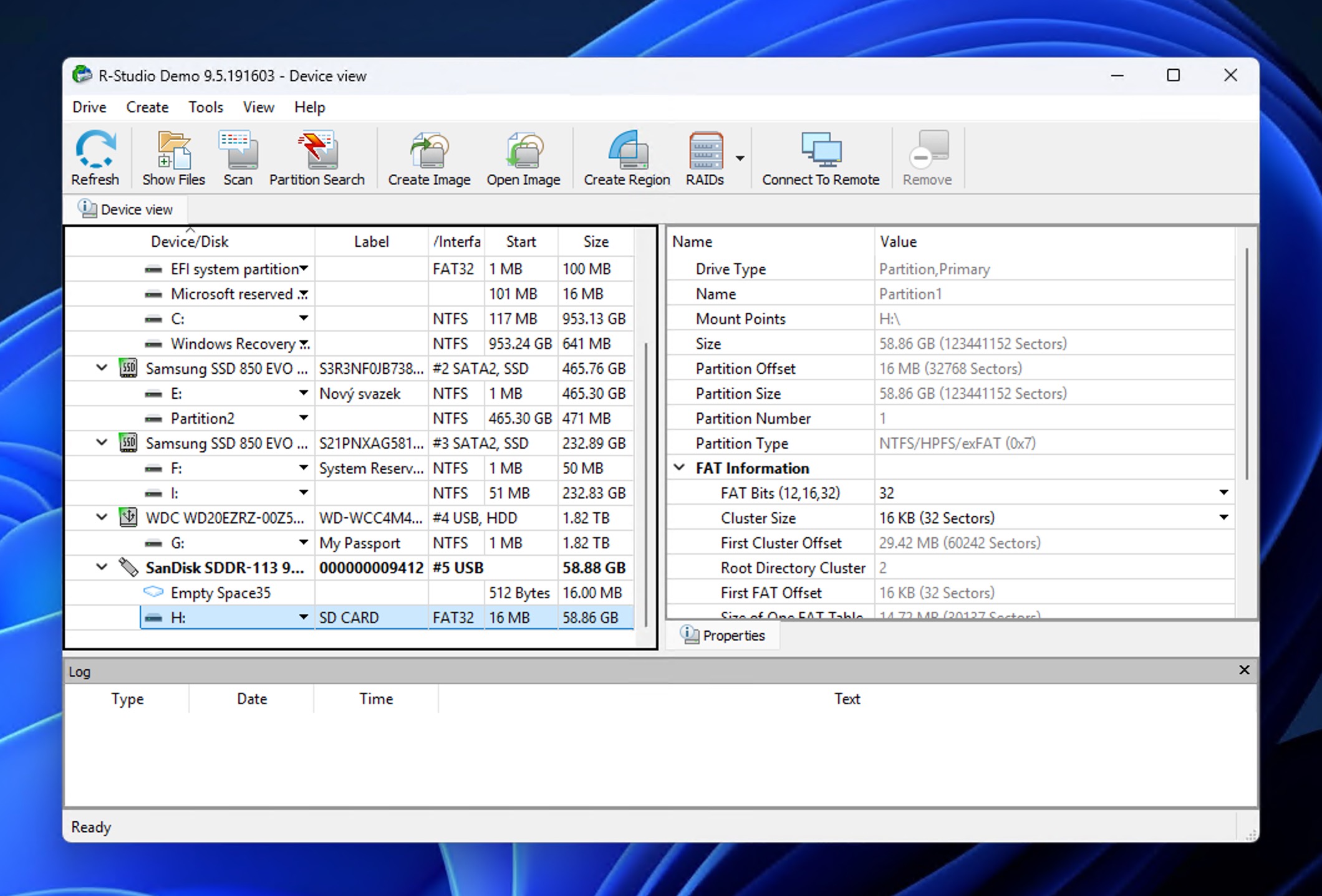r-studio scan sd card windows