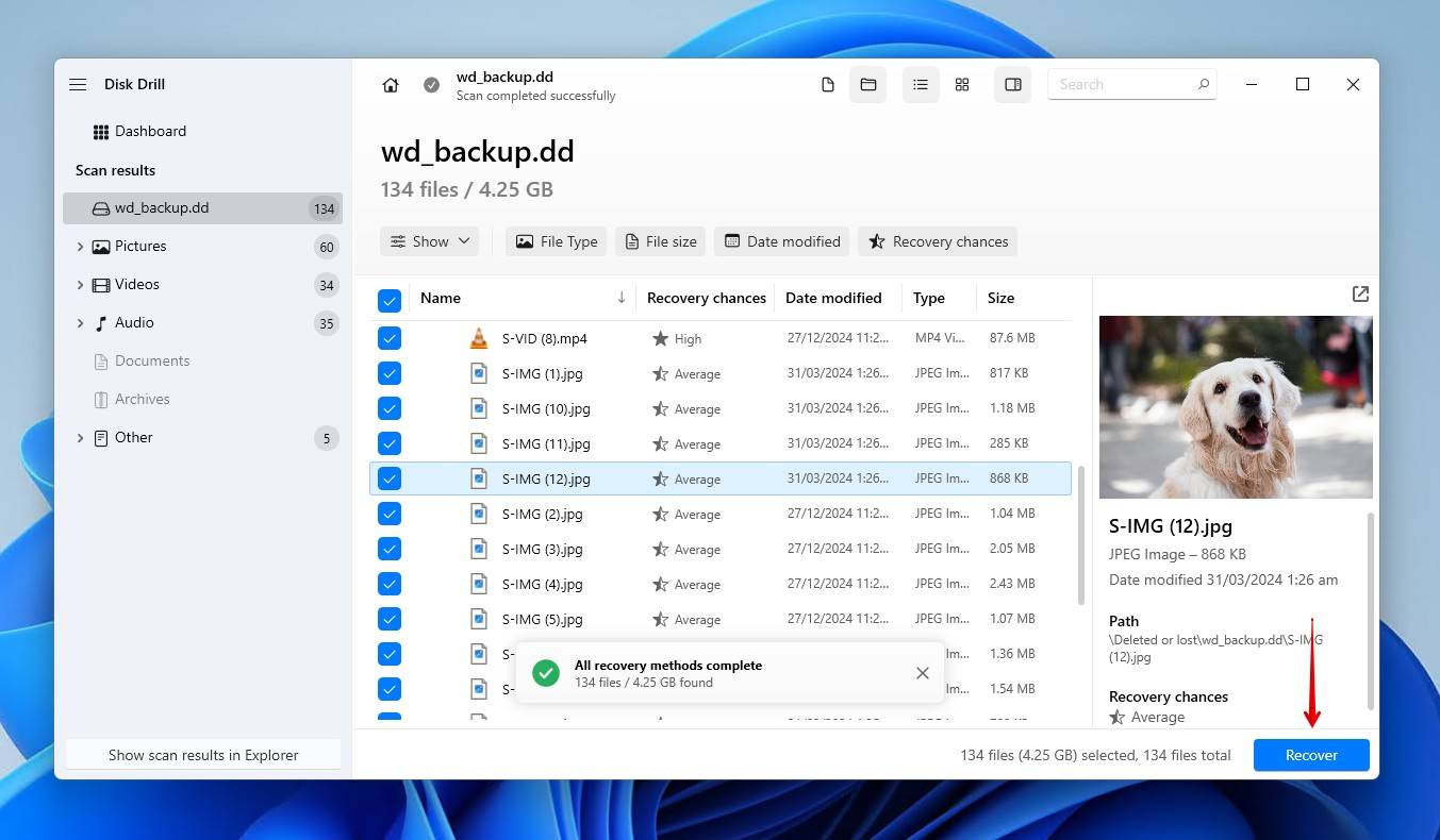 Choosing which data to recover.