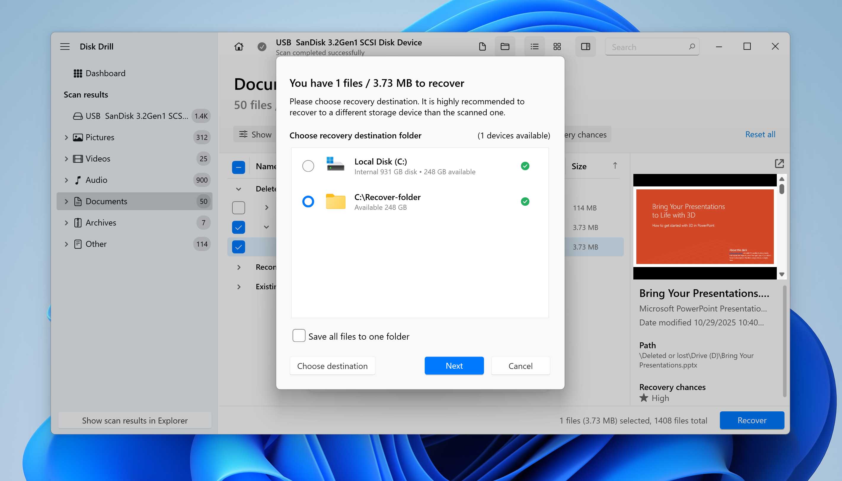 select save location