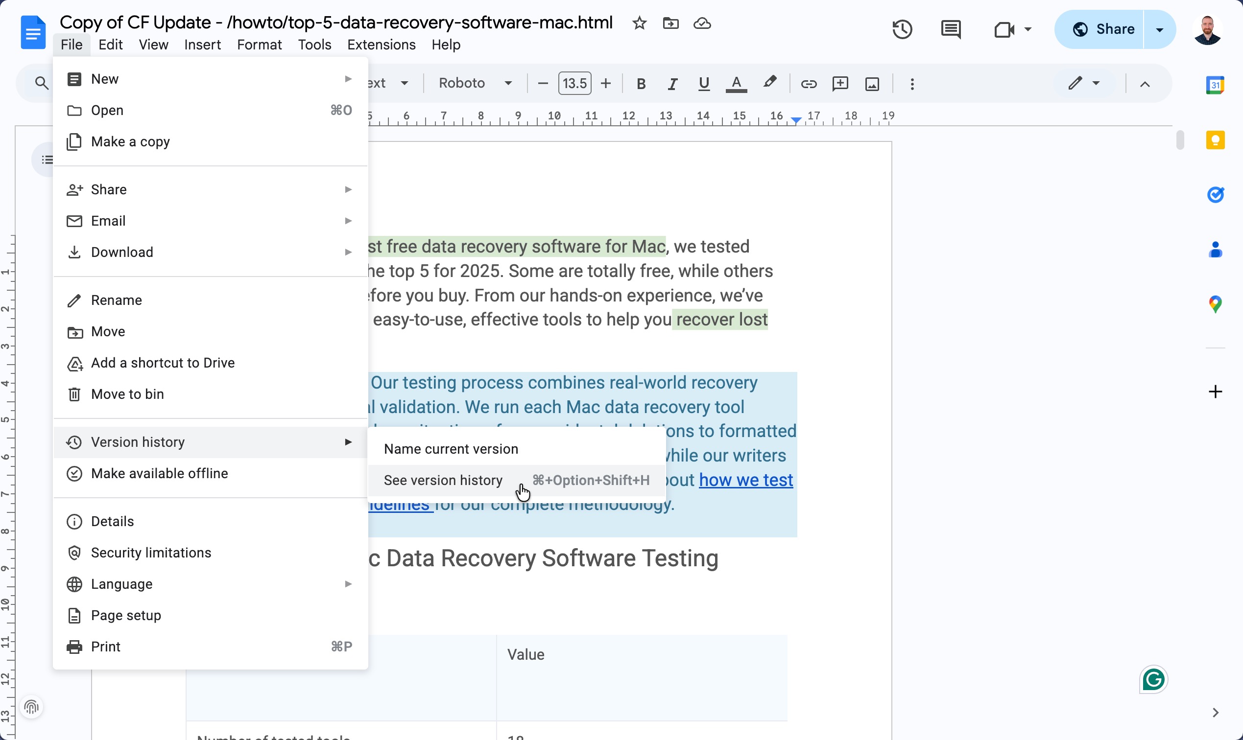 see version history google drive