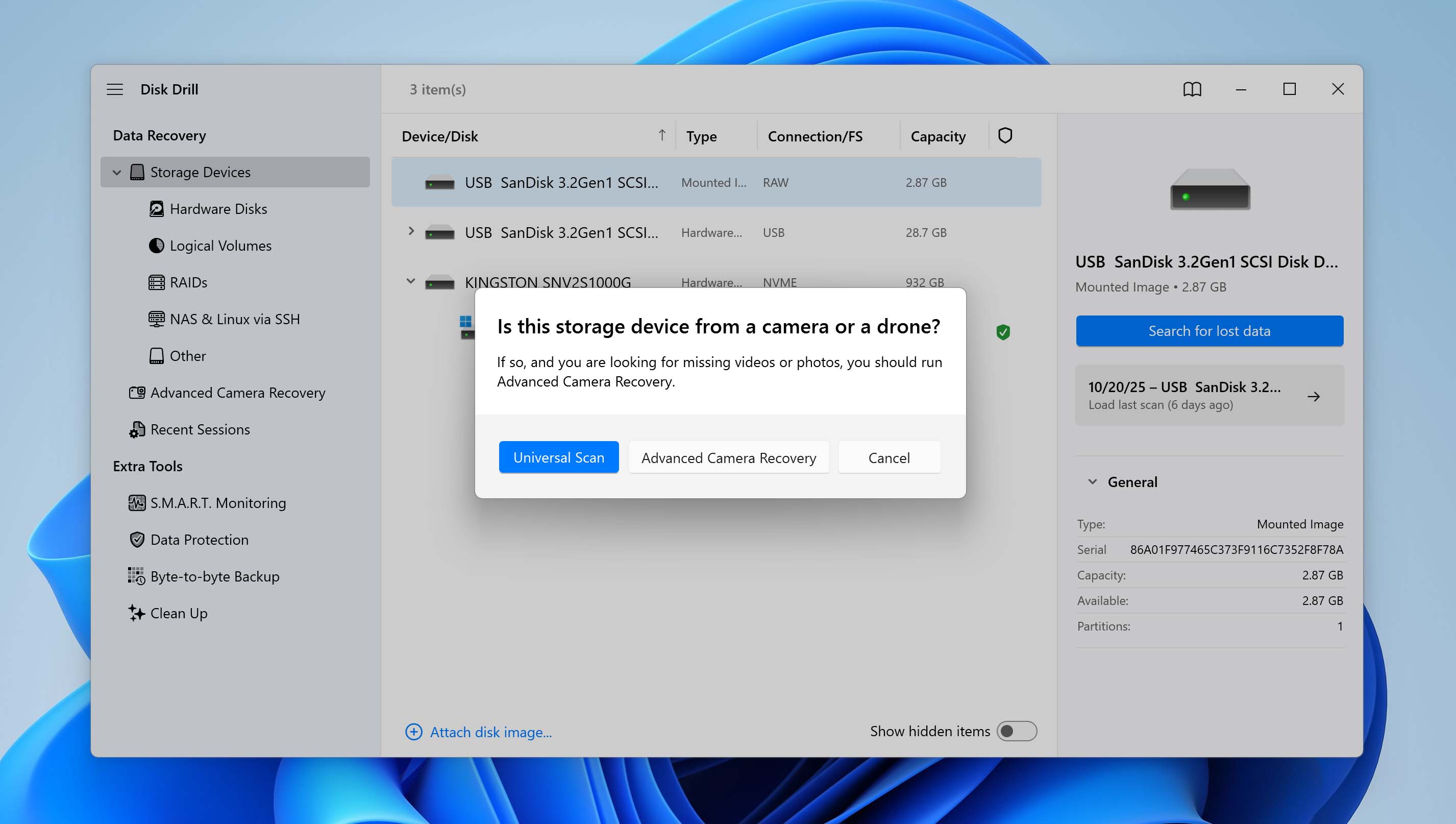 select recovery method