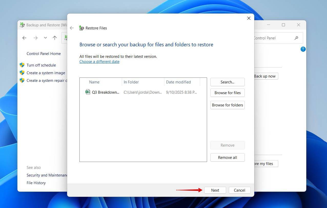 Selecting the Excel file.