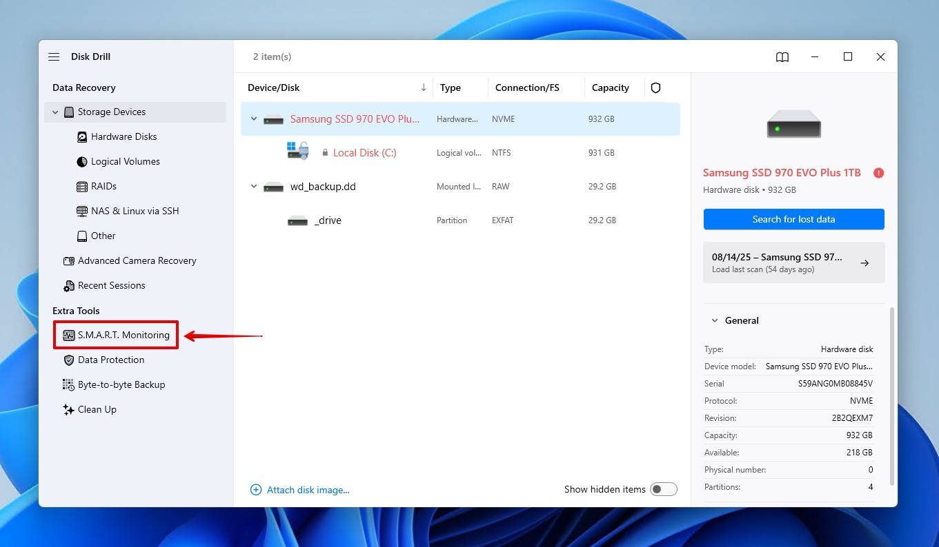 SMART monitoring feature.