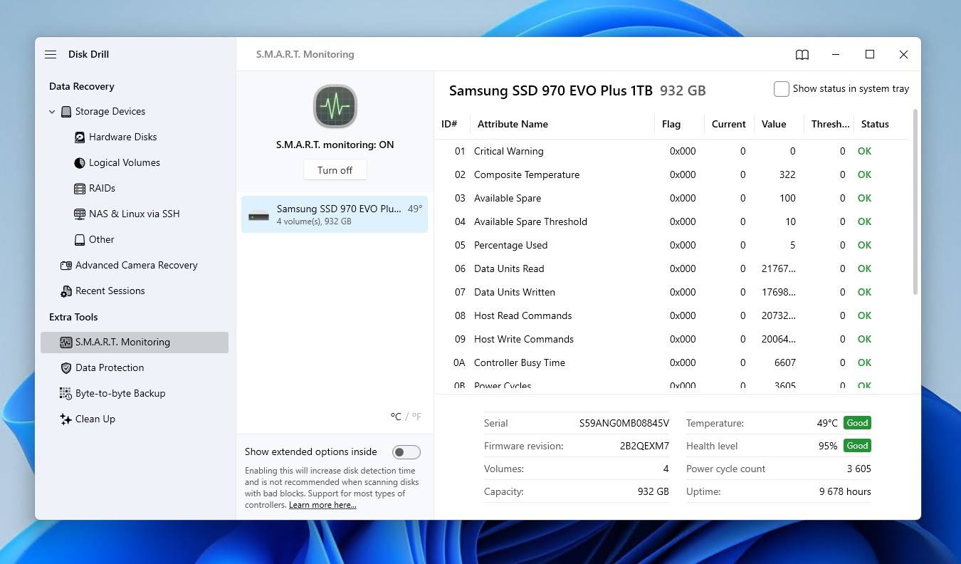 Checking SMART status.