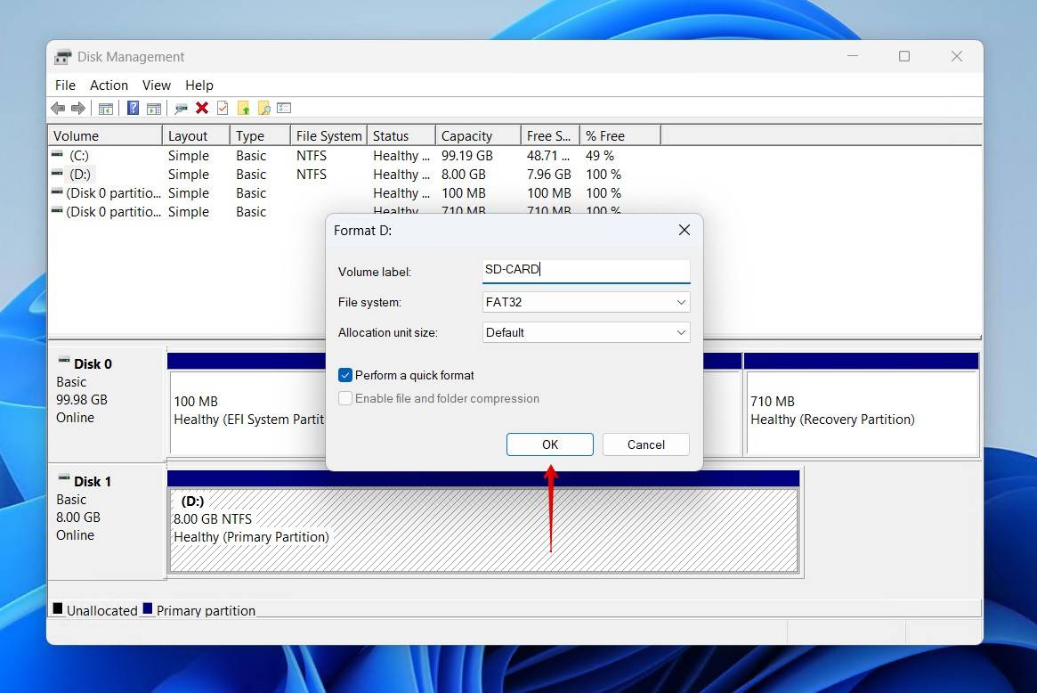 Starting the format.