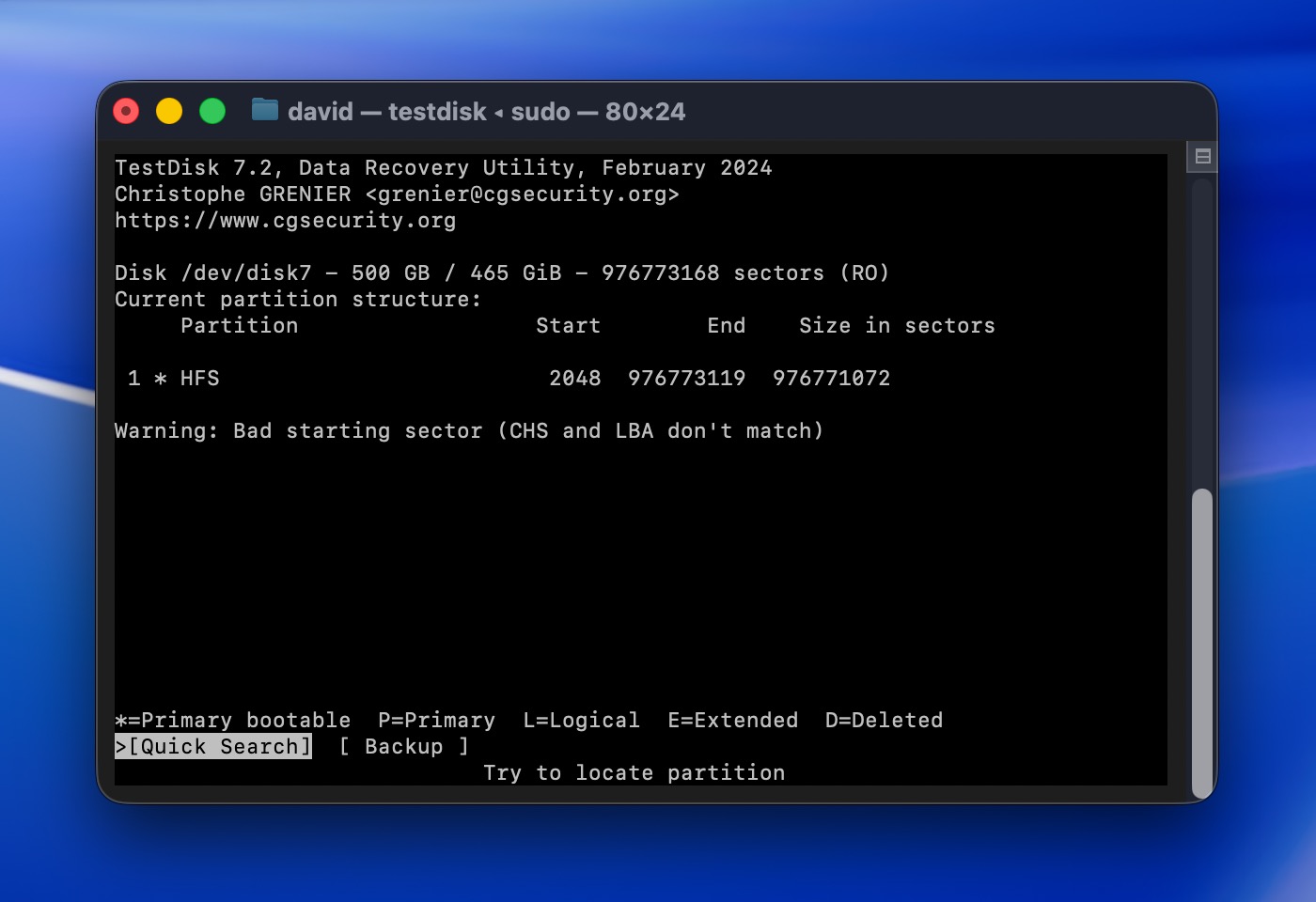 testdisk quick search macos