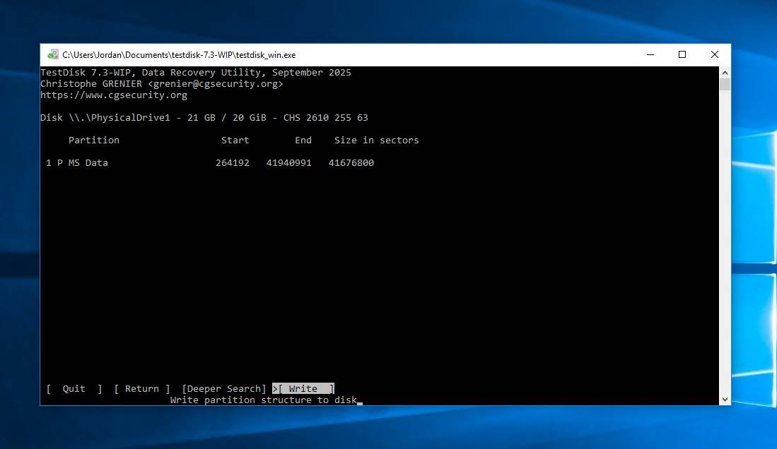 Writing the partition.