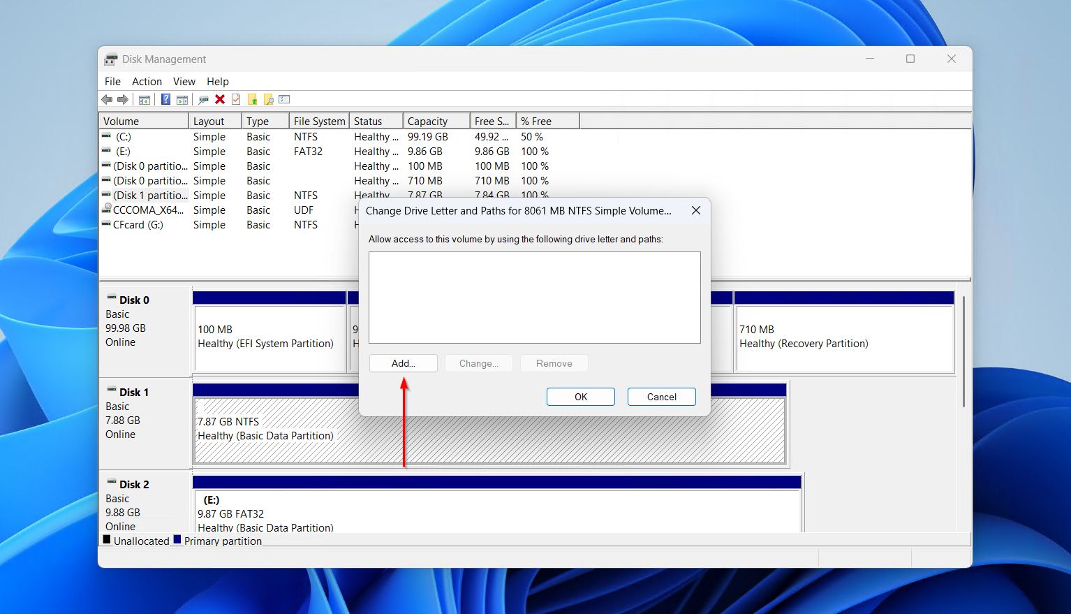 Adding a drive letter.