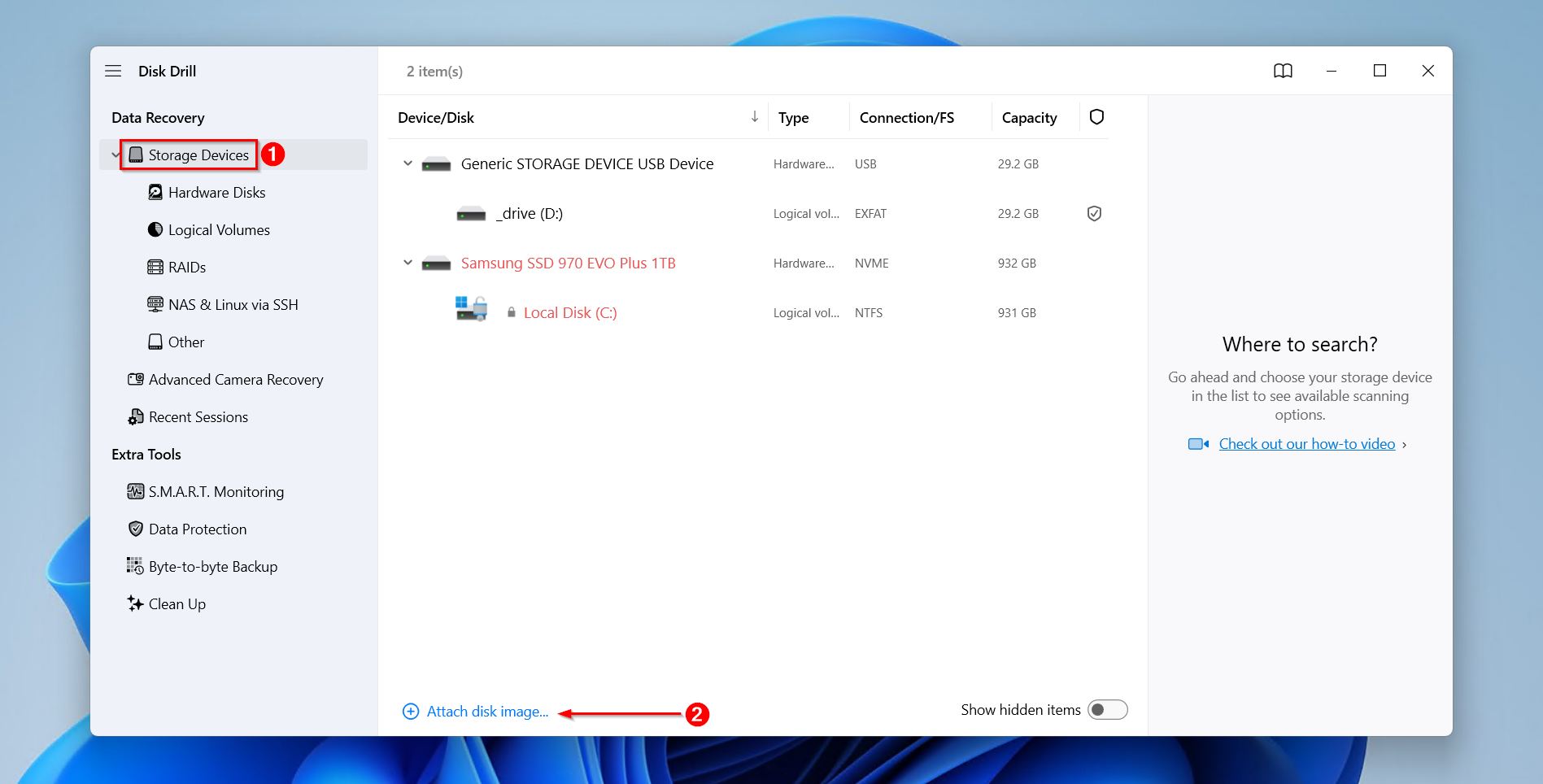 Attaching the external HDD image.