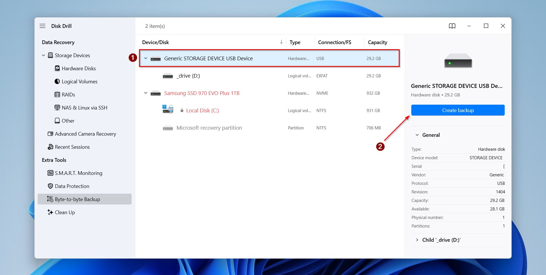 Backing up the corrupted HDD.