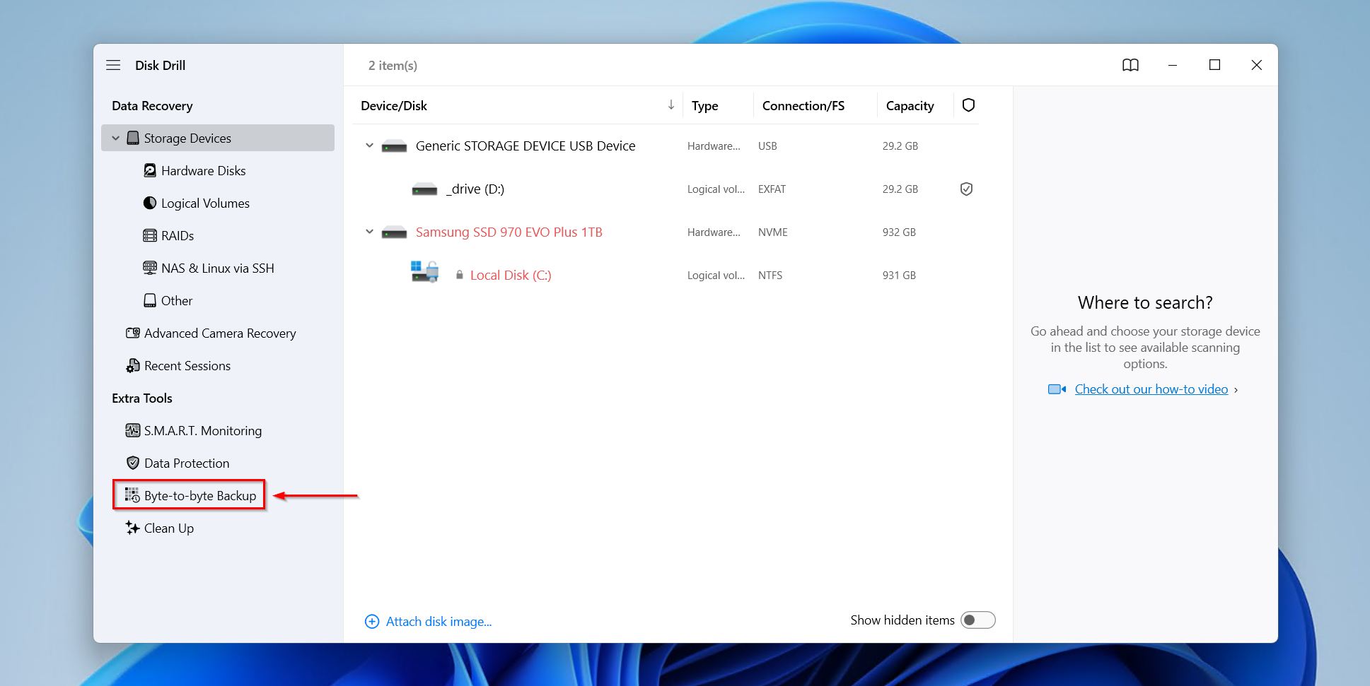The Drive Backup feature.