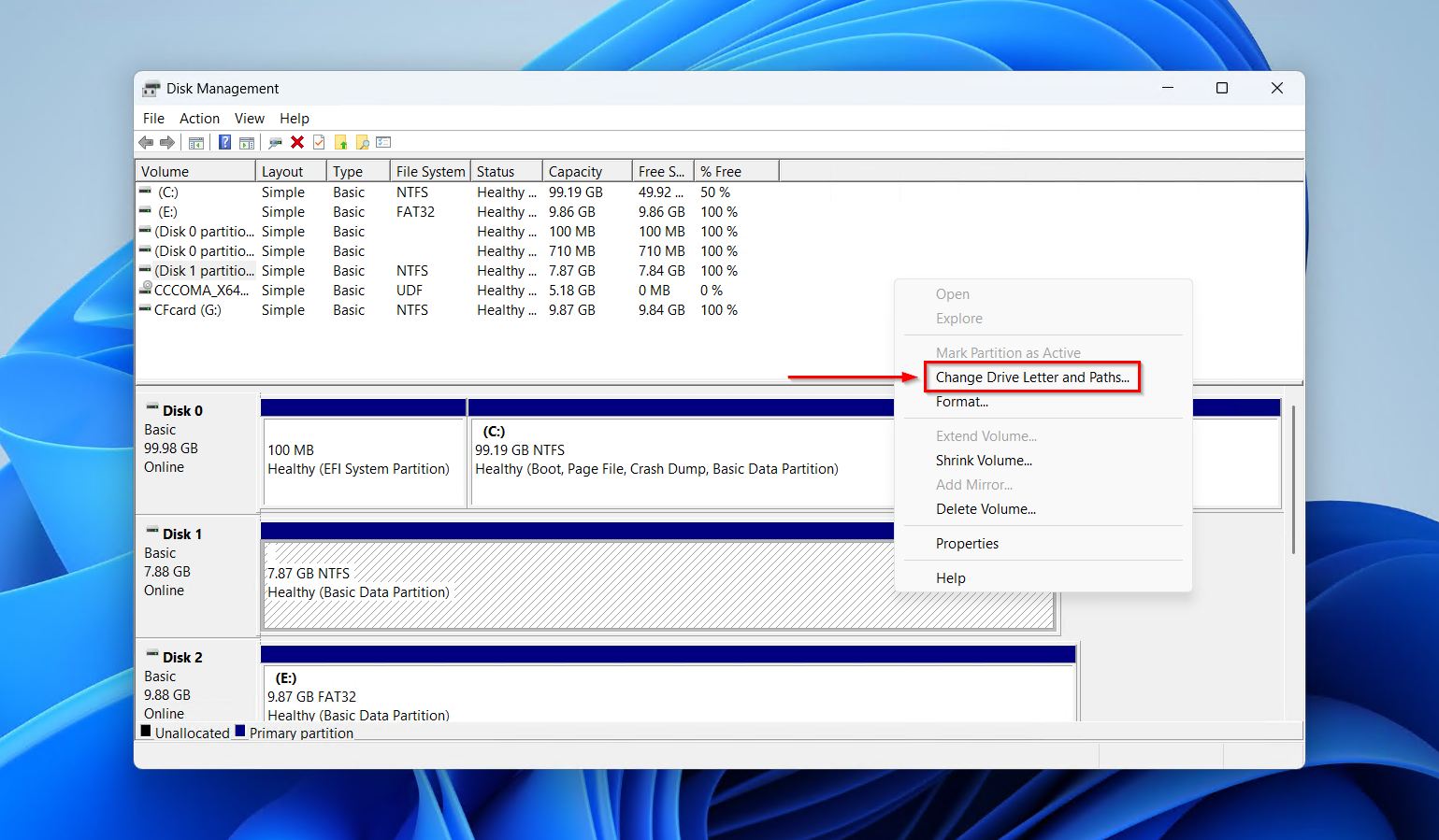 The option to add a drive letter.