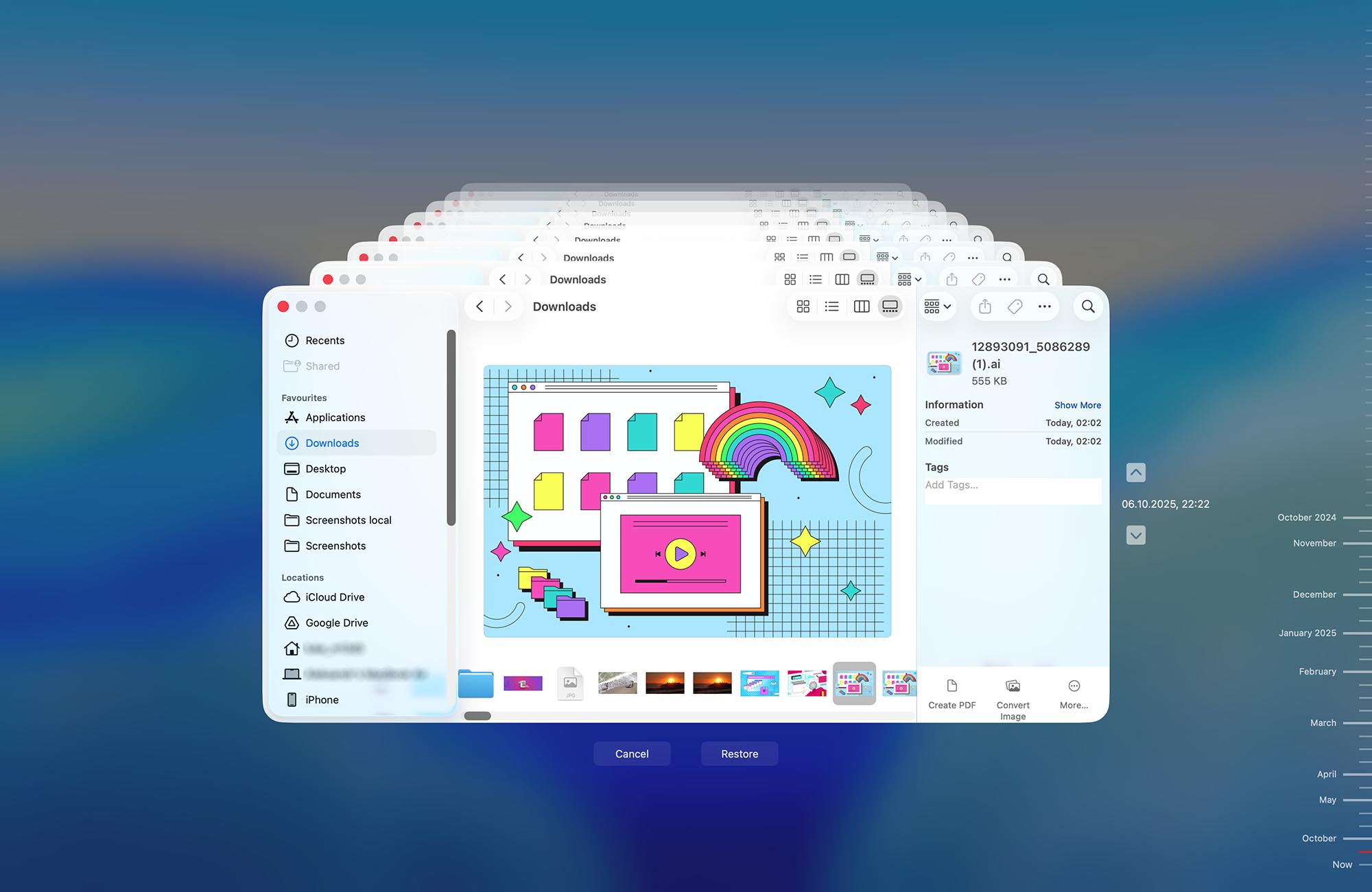 restore illustrator file in time machine