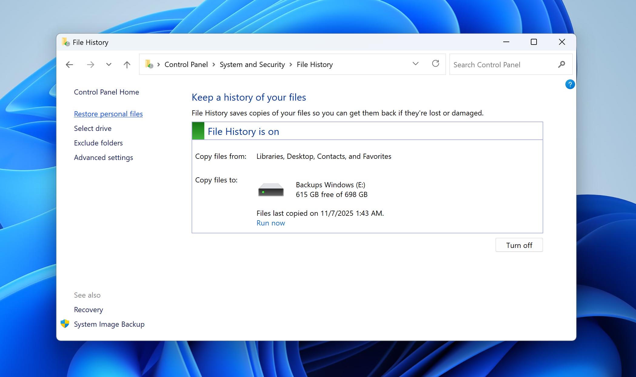 restore personal files