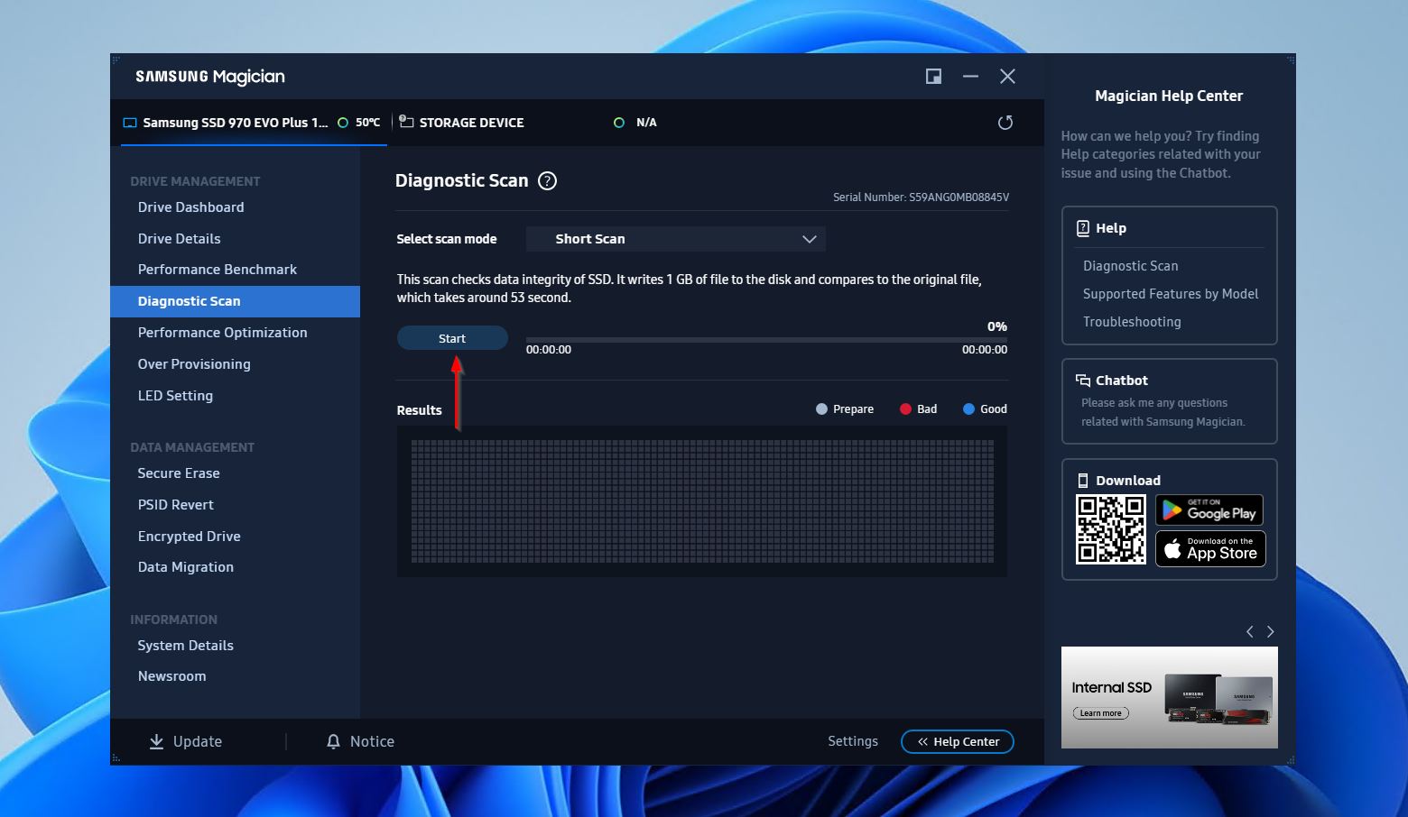 Starting a short scan.