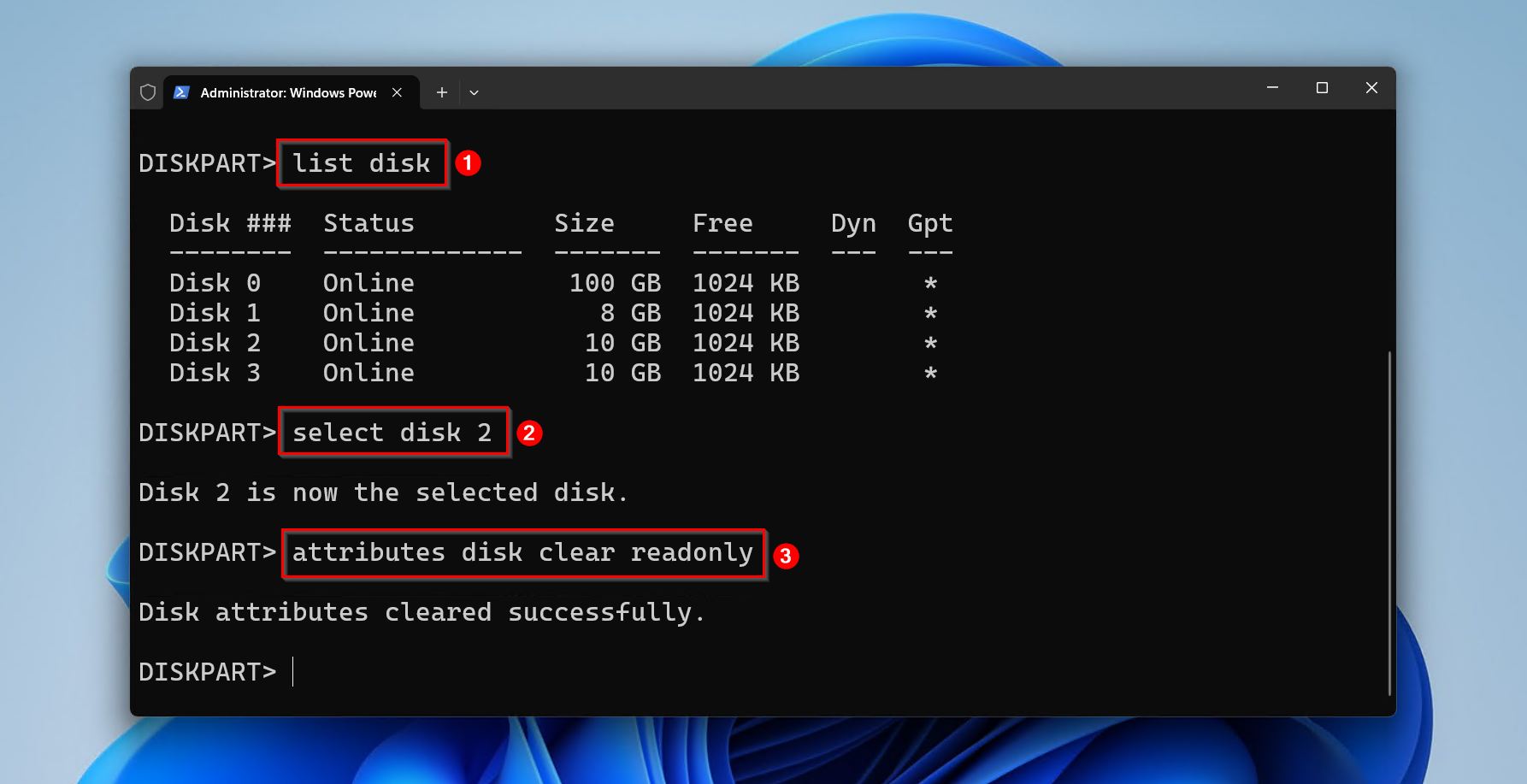 Clearing the readonly attribute.