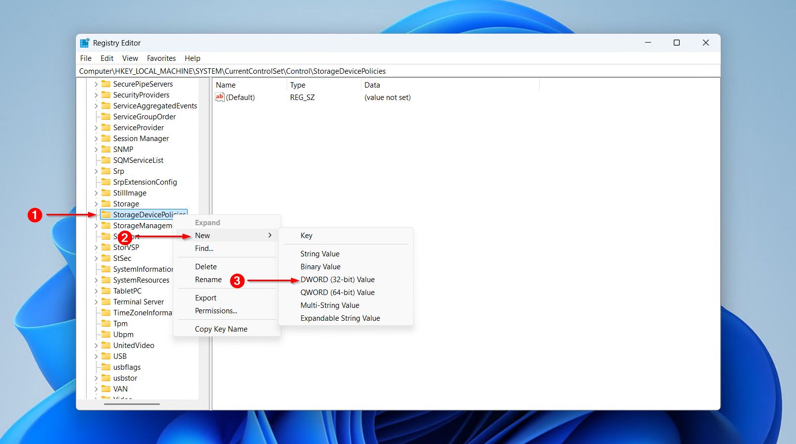 Creating a new DWORD.