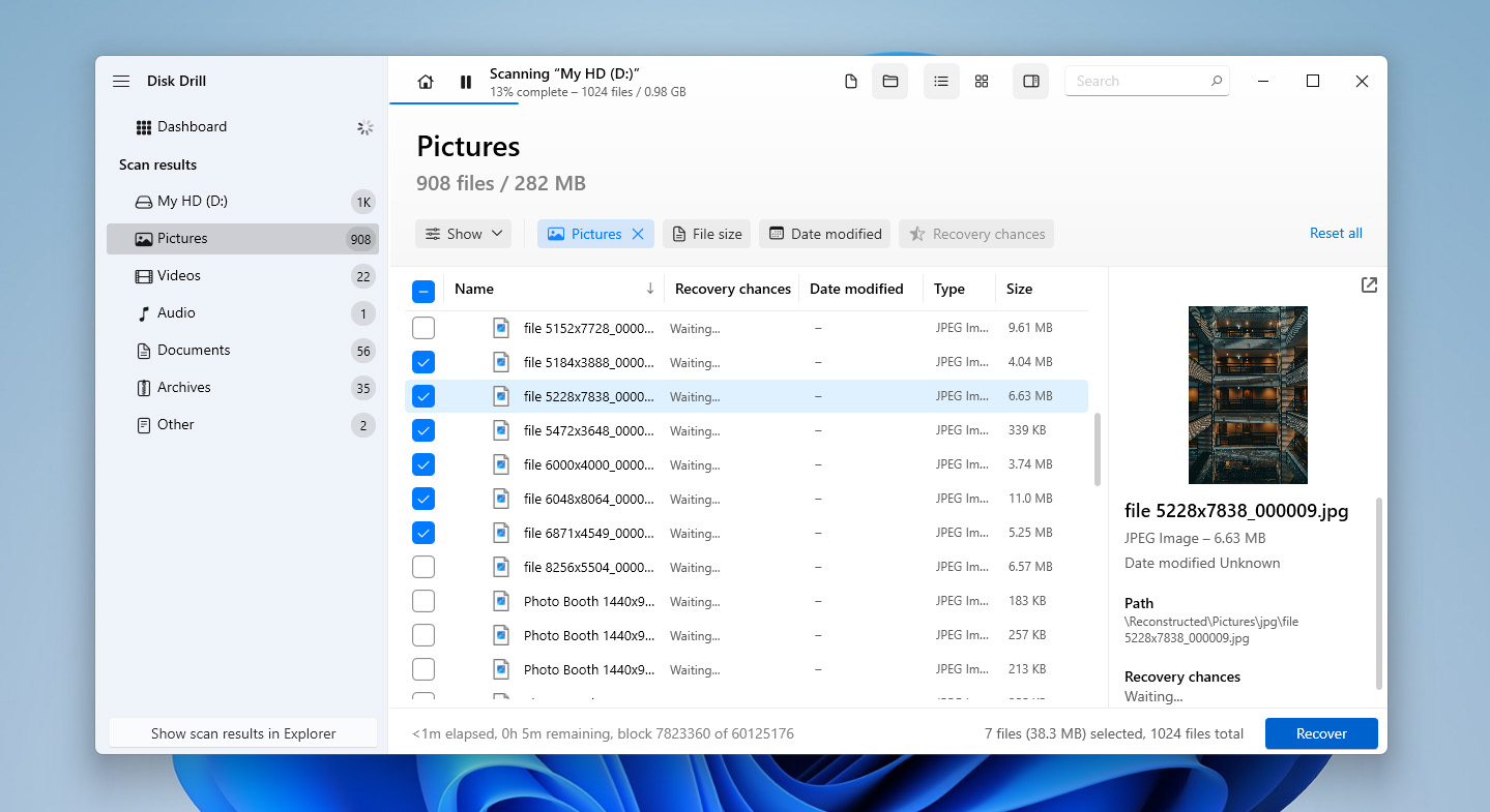 select files for recovery in disk drill