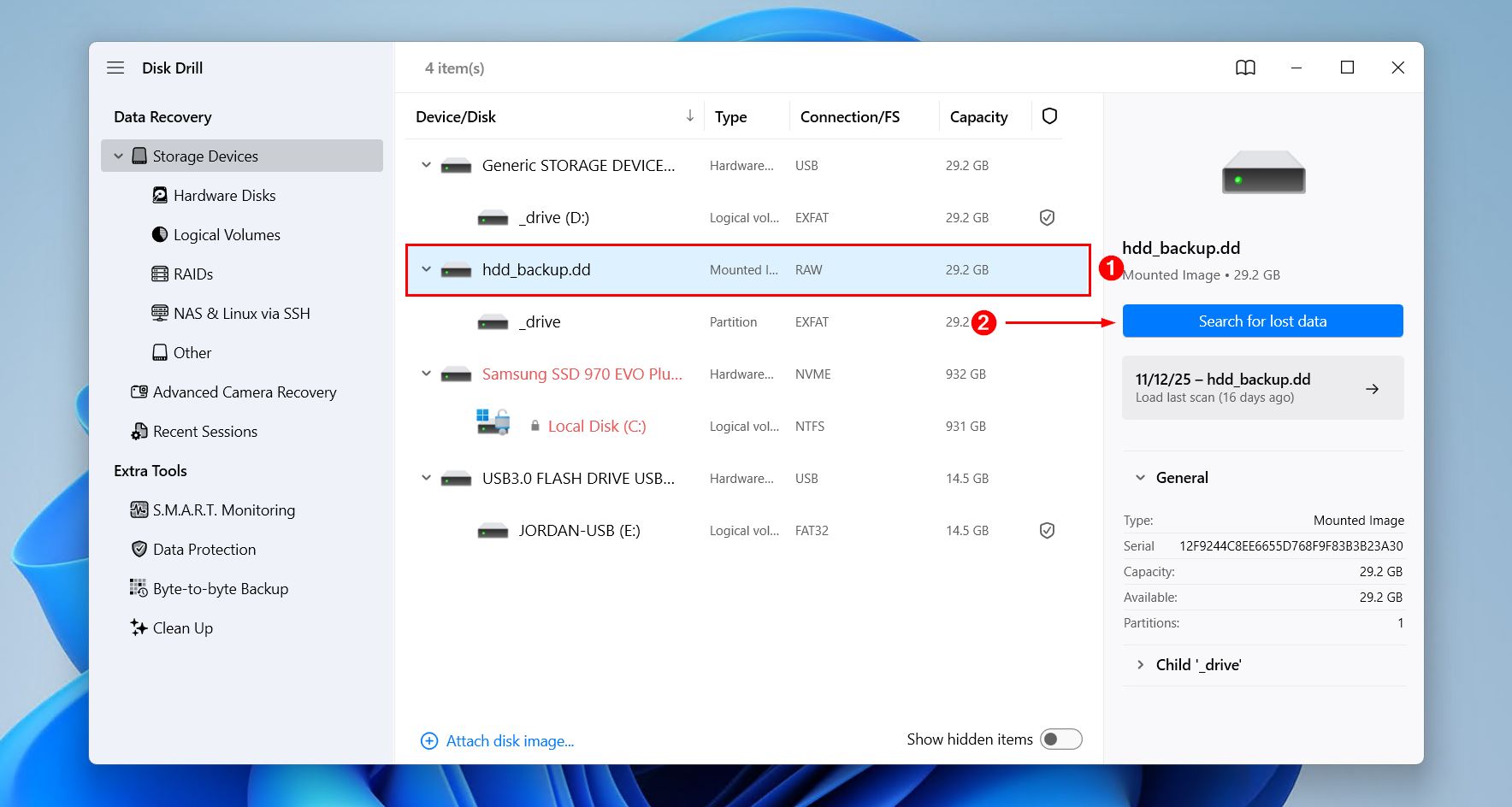 Scanning the drive image.