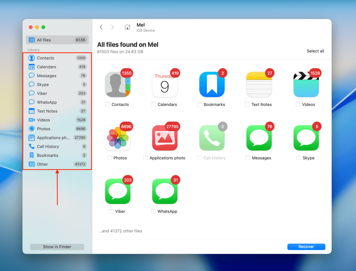 scan results in Disk Drill