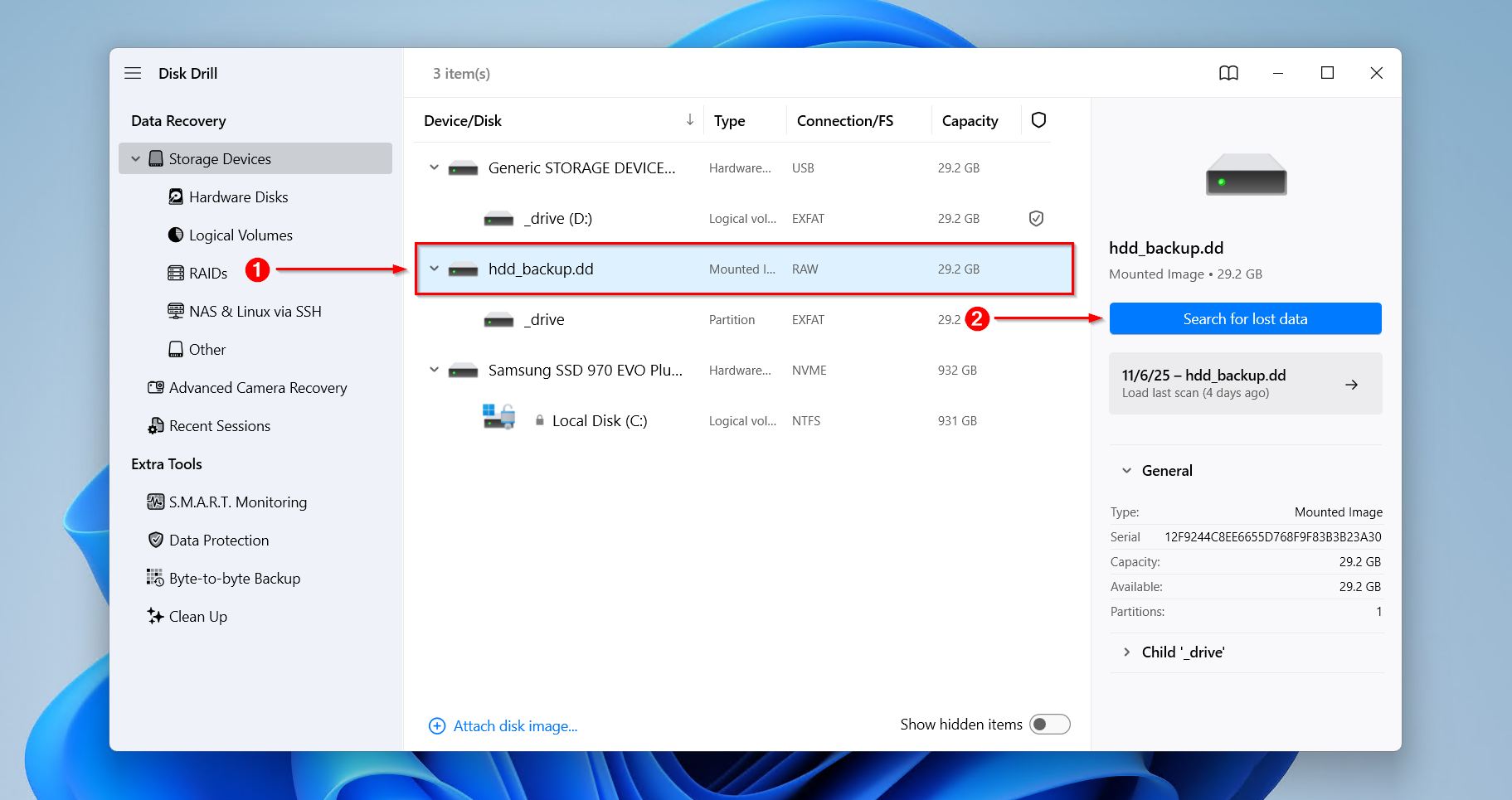 Scanning the dead HDD image.