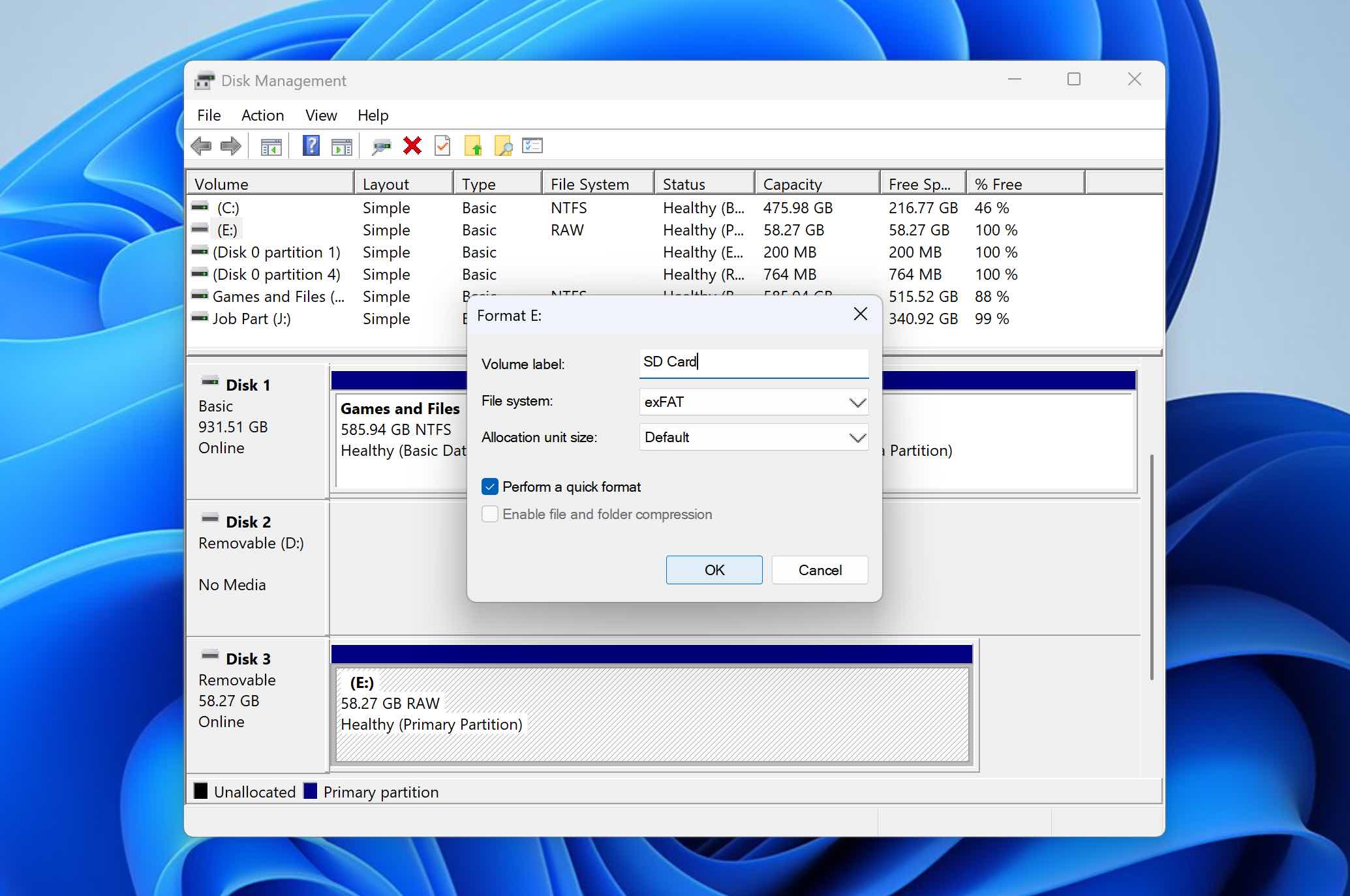choose format options