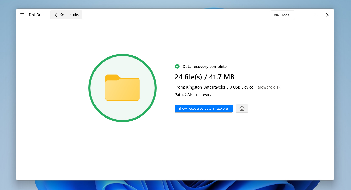 success recovery window