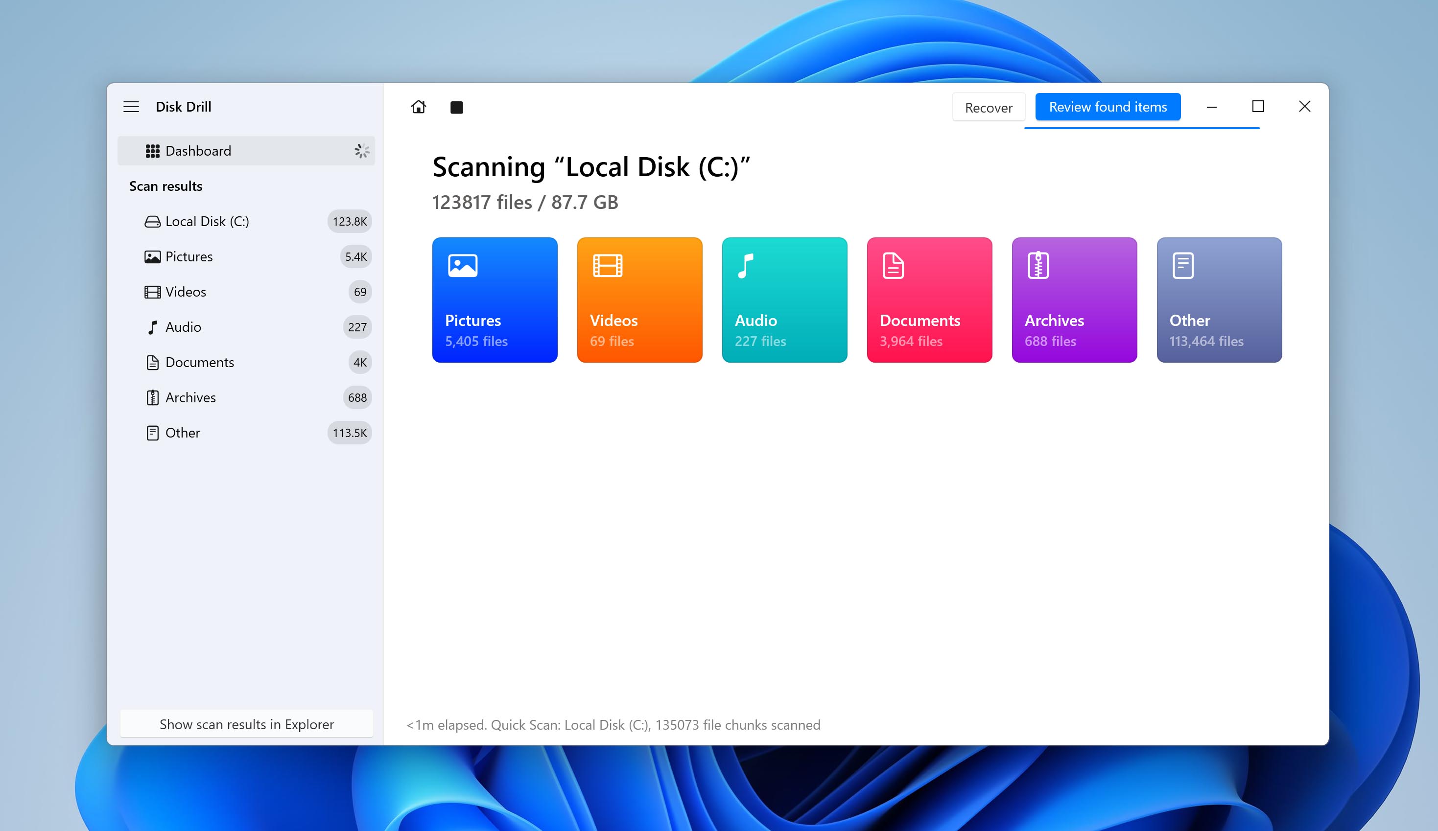 disk drill scan process