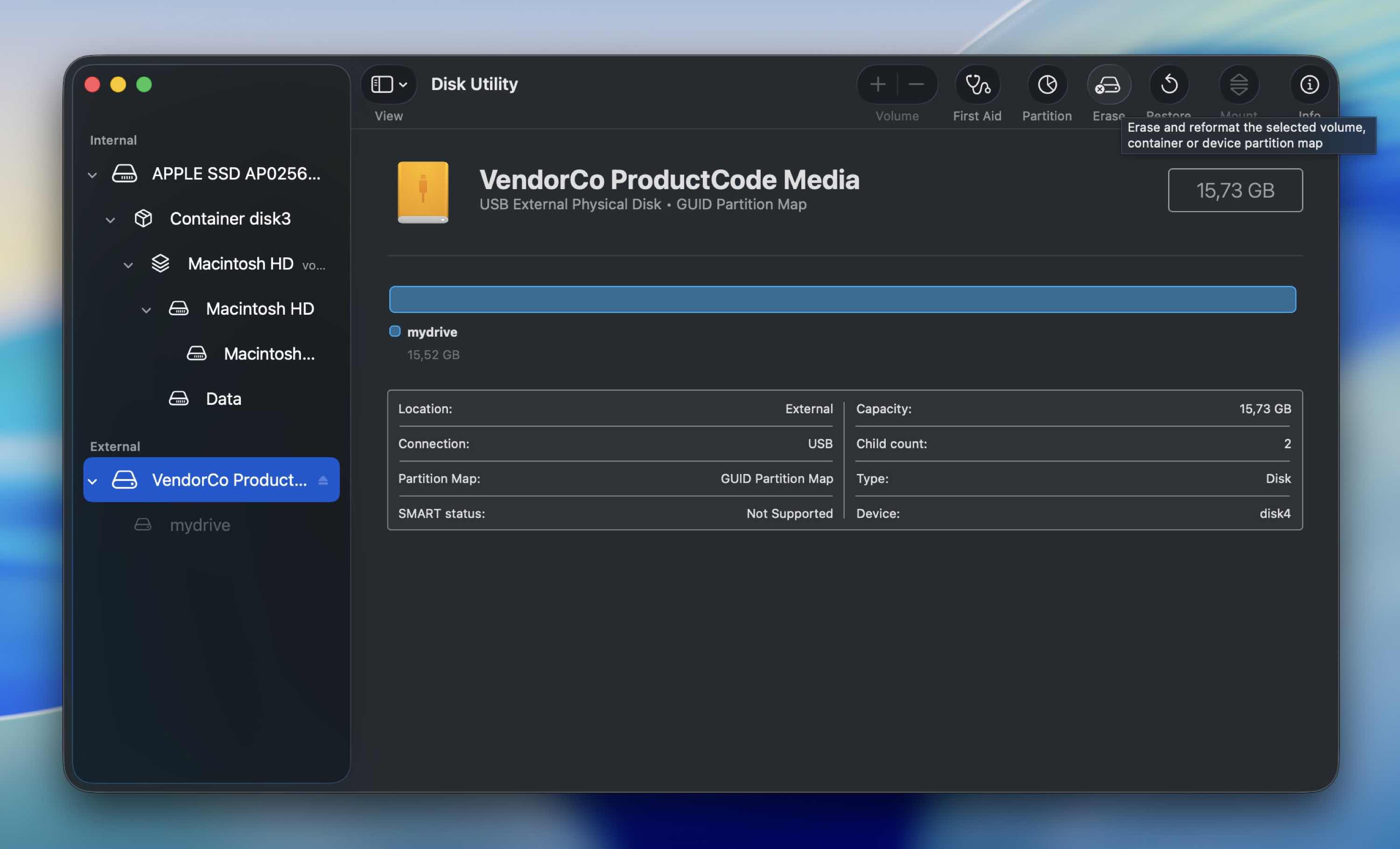 Click the Erase button
