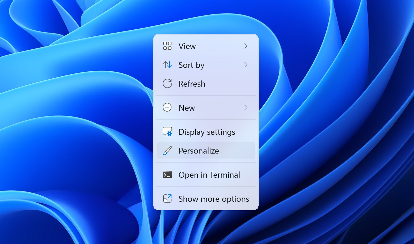 open personalize settings