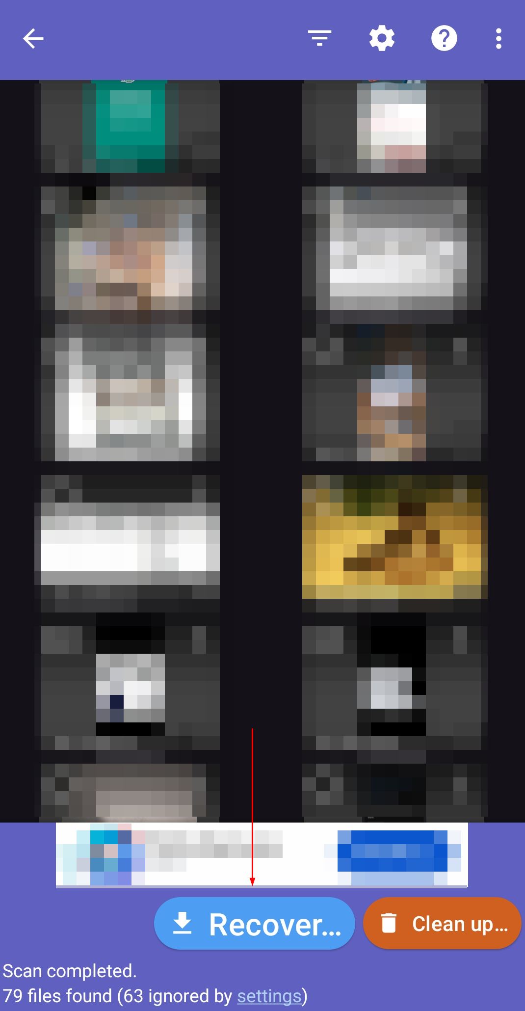 Recovering the selected photos.