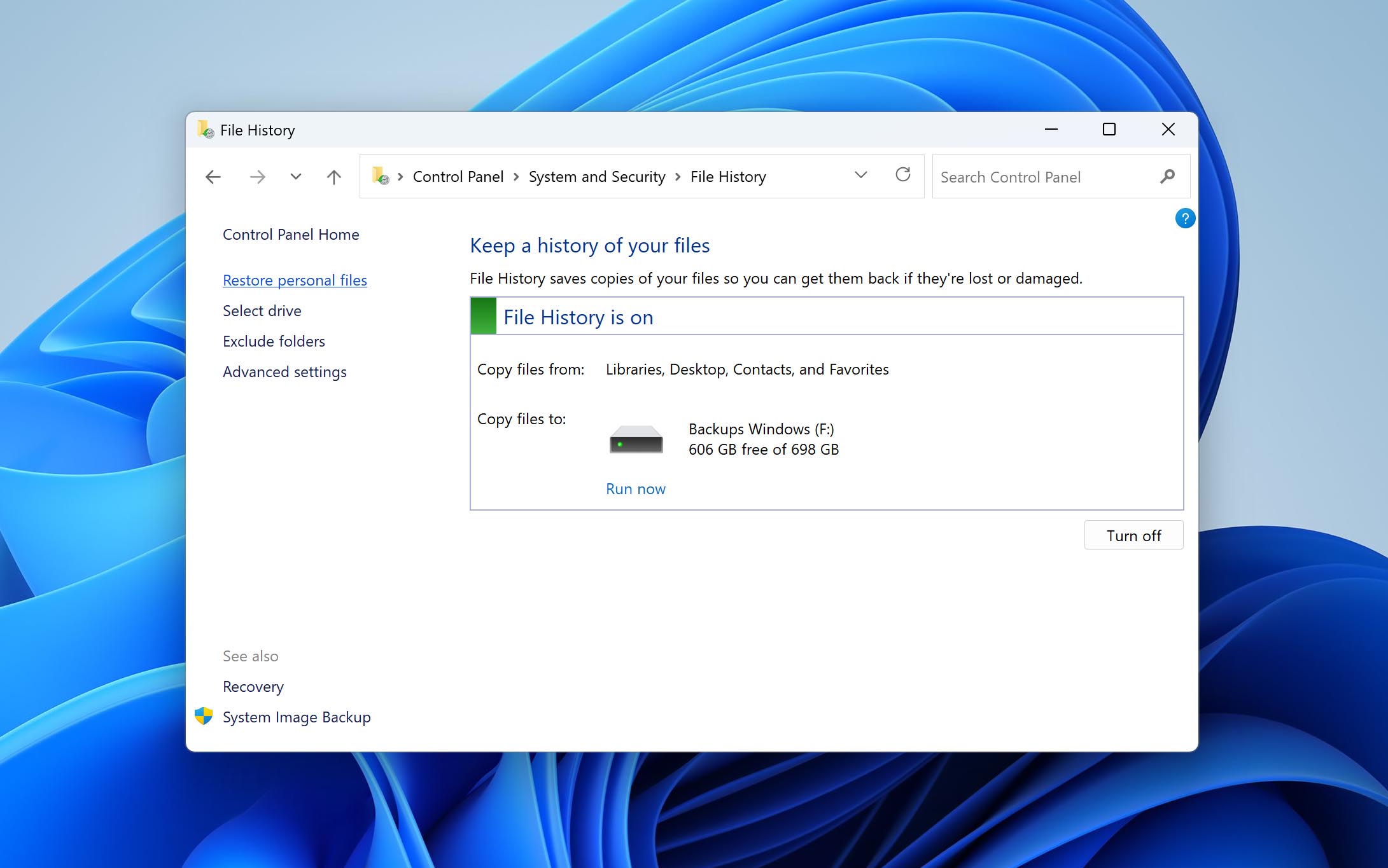 restore personal files