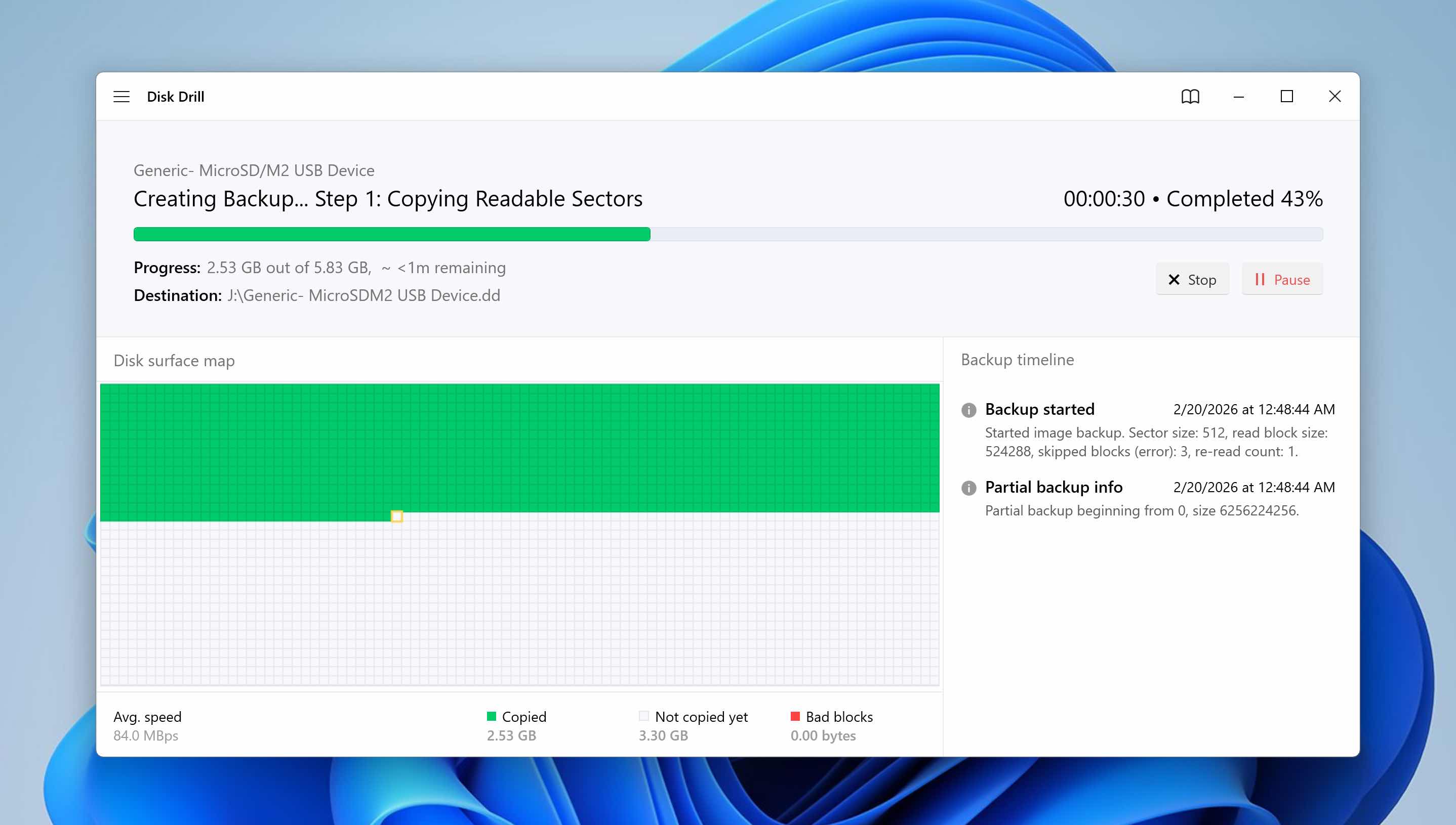 disk drill creating backup
