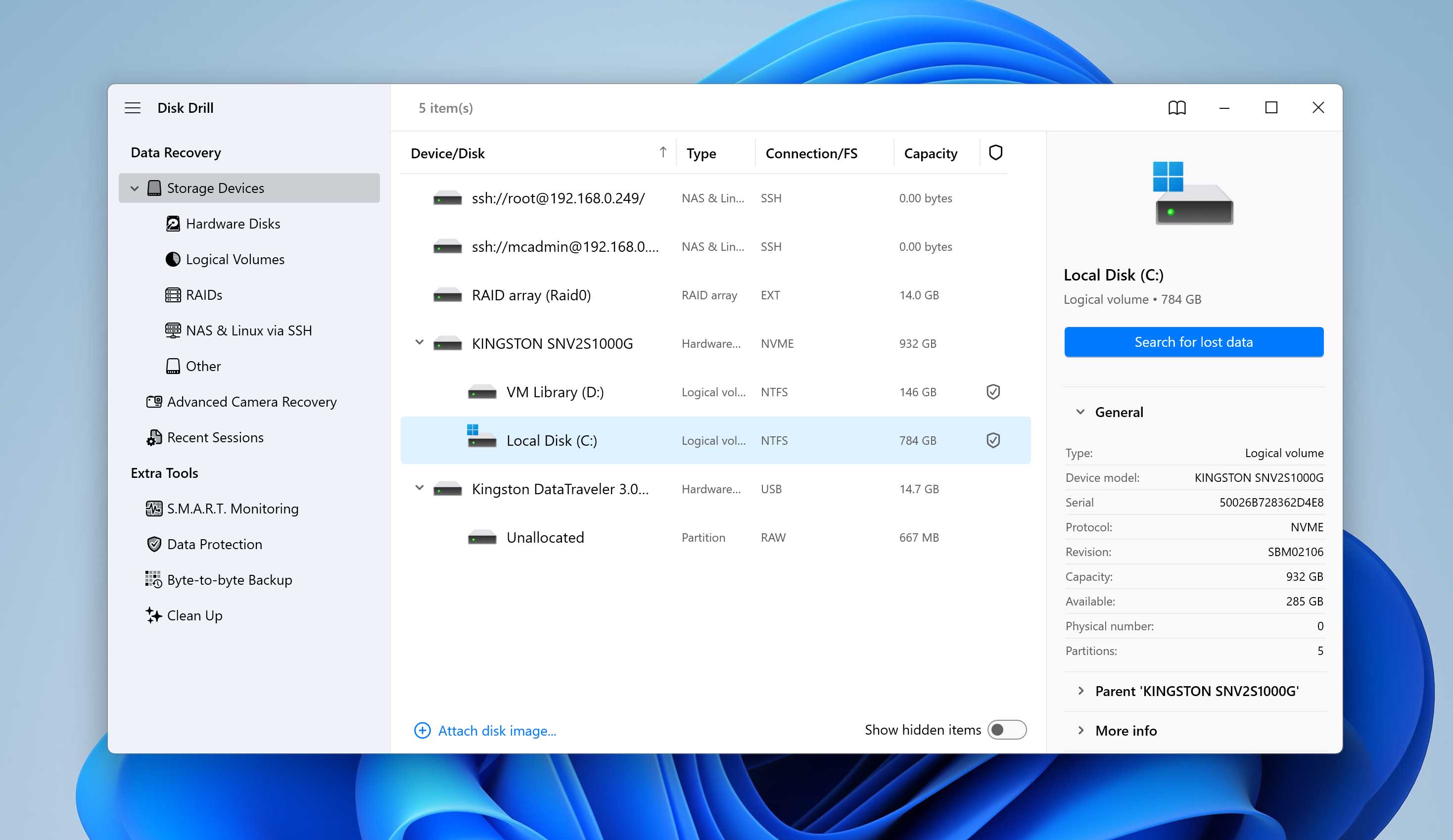 select drive in disk drill