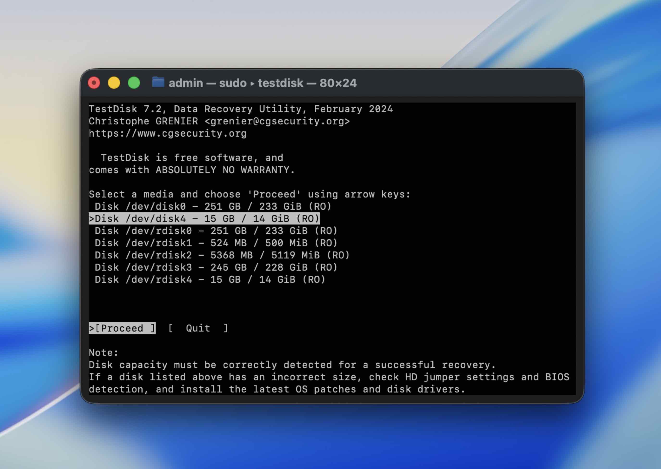 Select your external drive