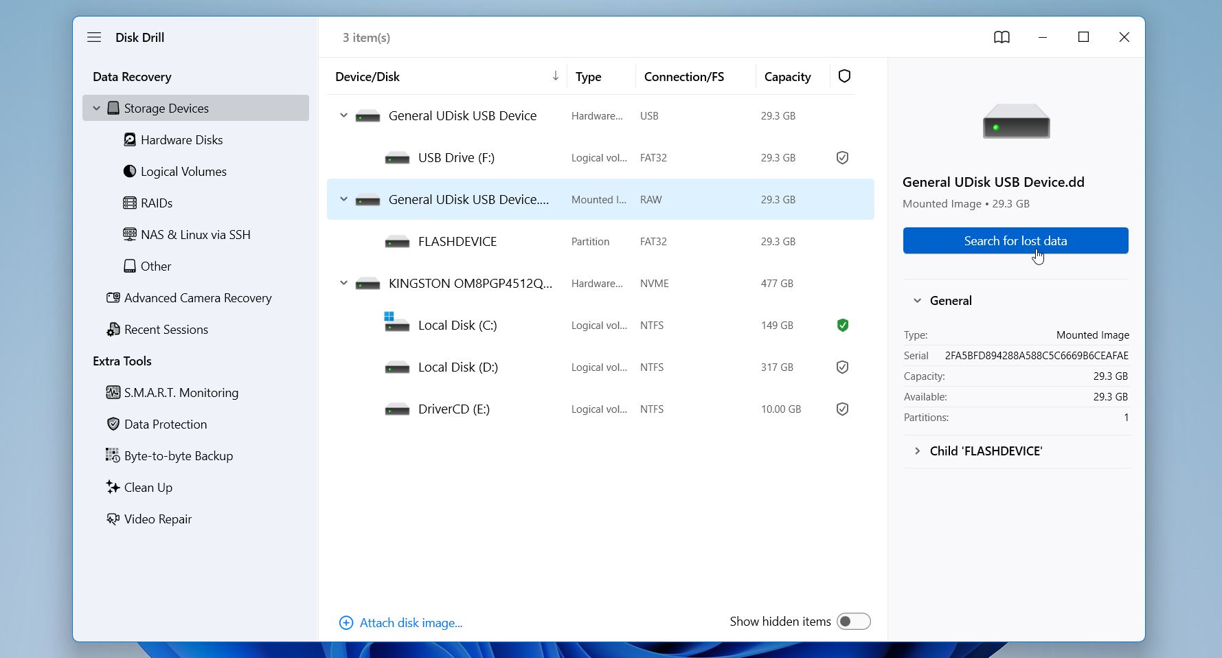 Disk Drill start scan