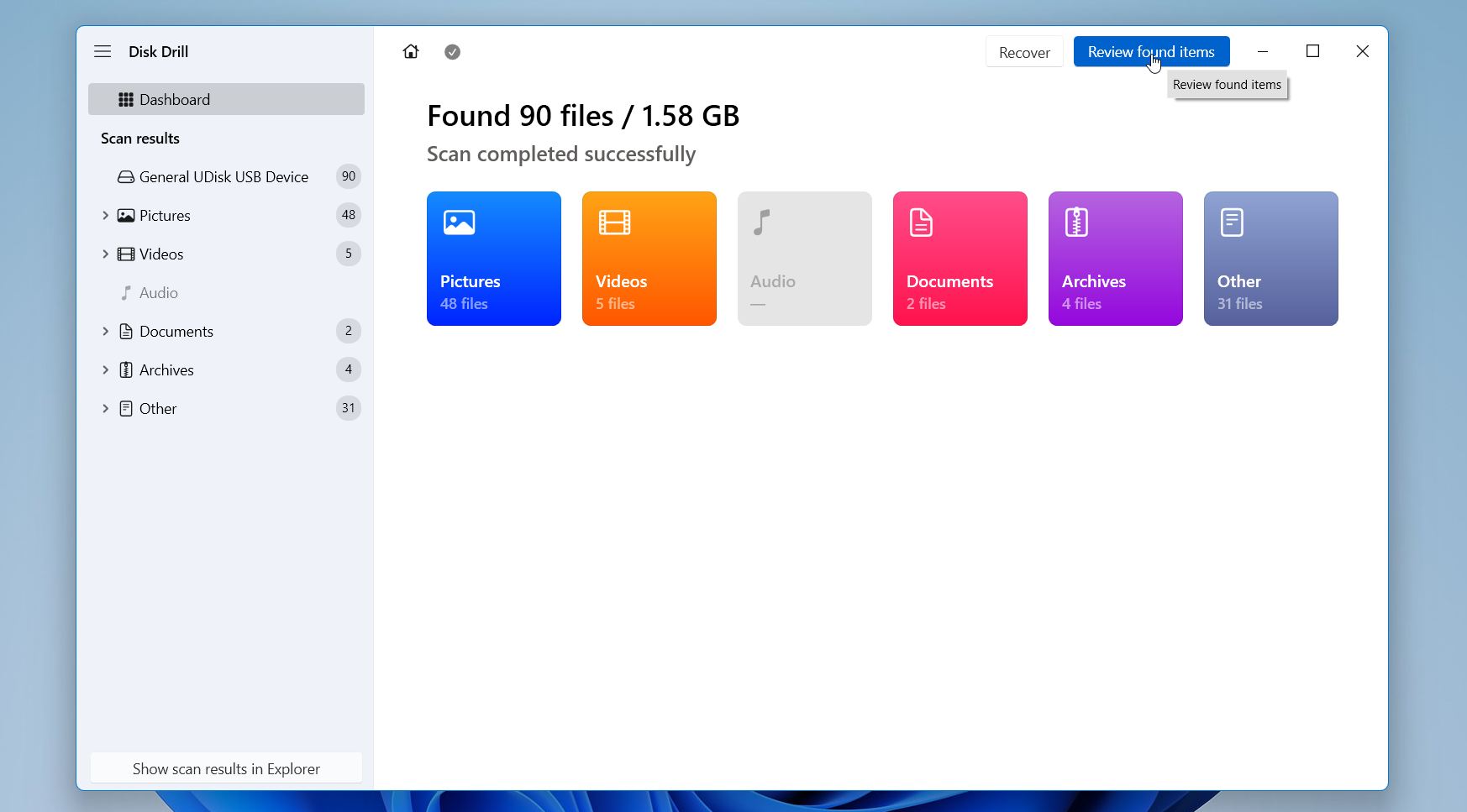 Disk Drill review found files