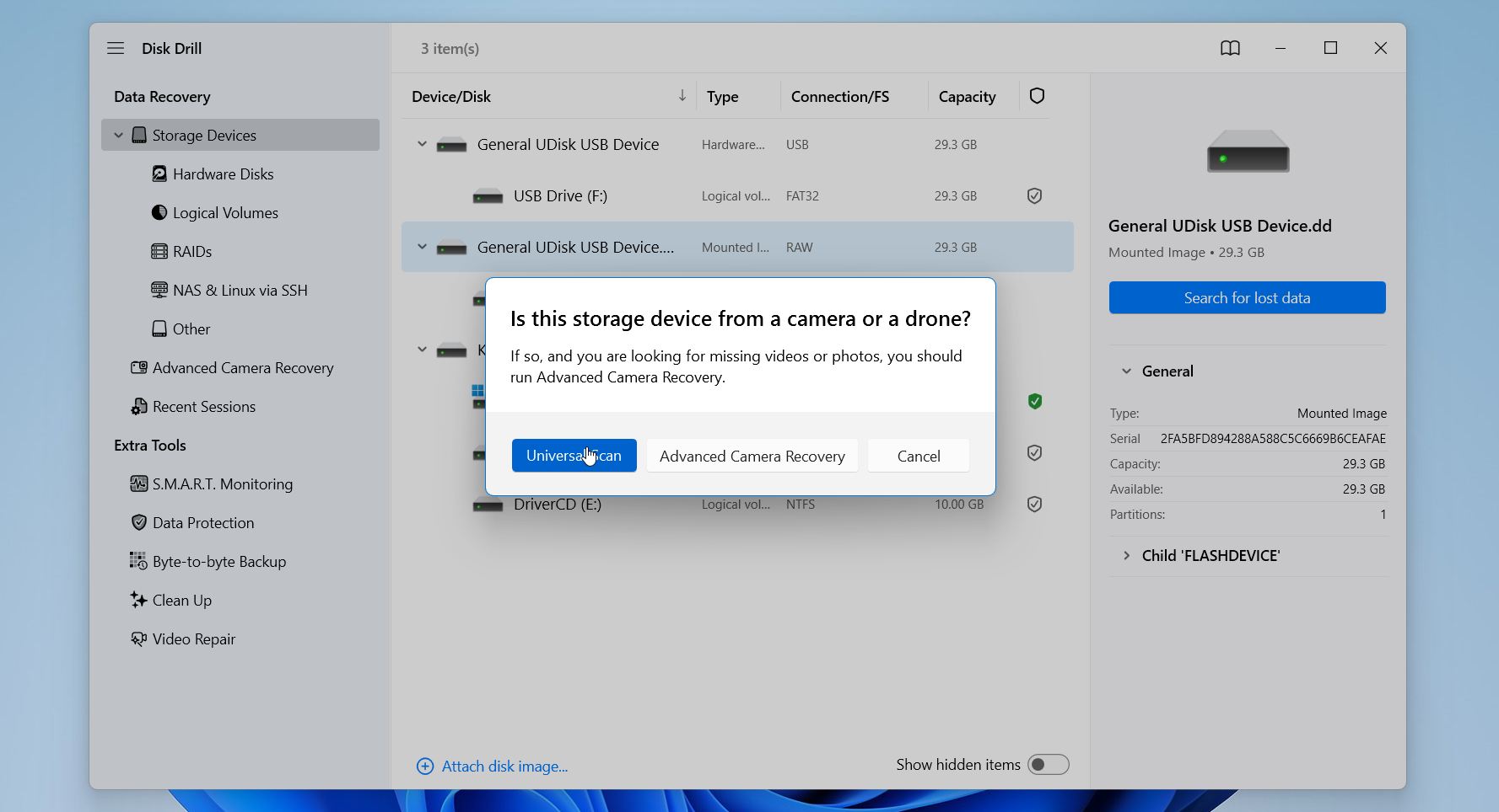 Disk Drill scan mose