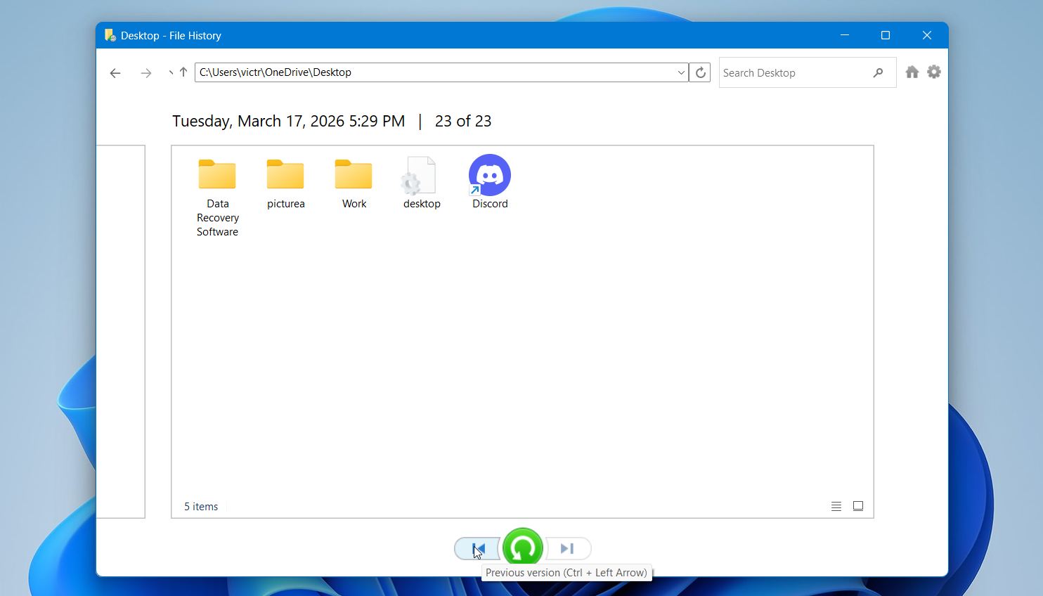 File History different versions