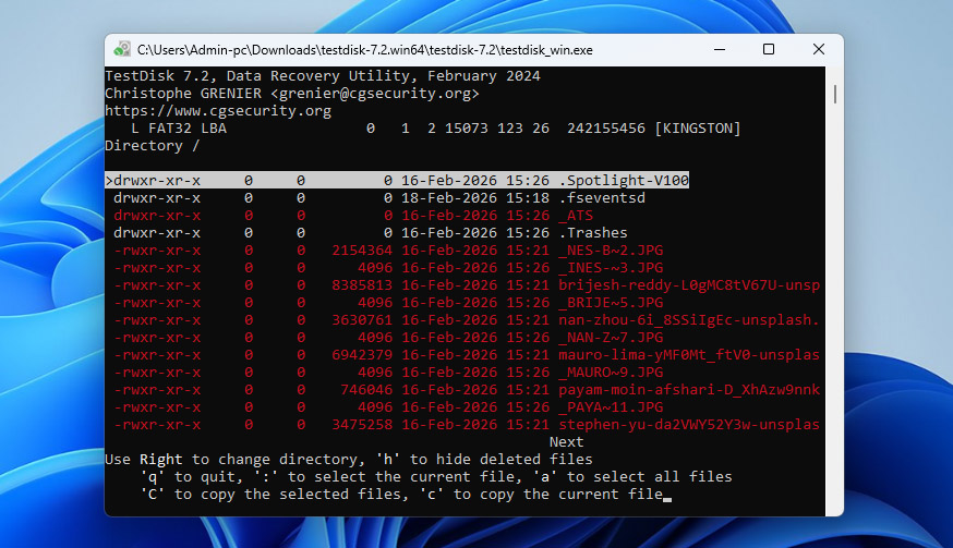 check files on partition