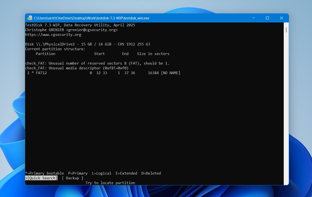TestDisk quick search