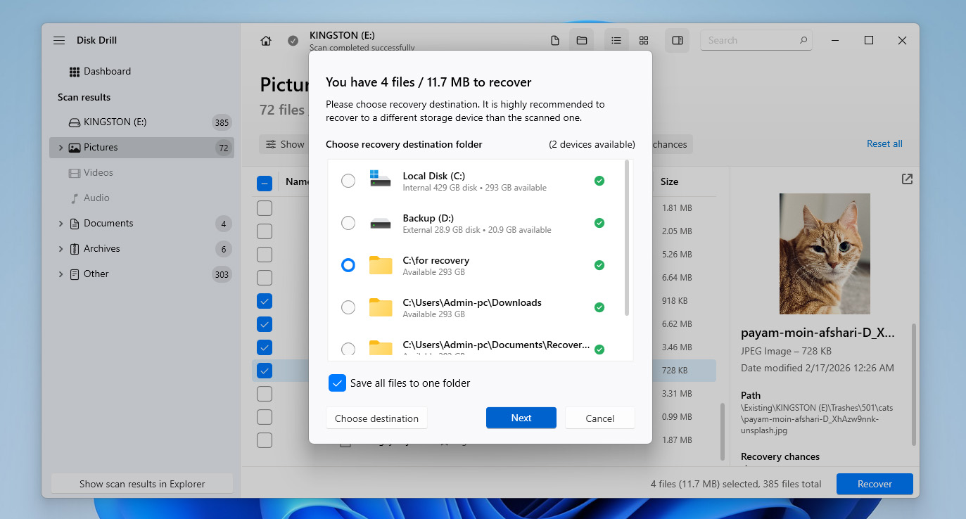 choose recovery path