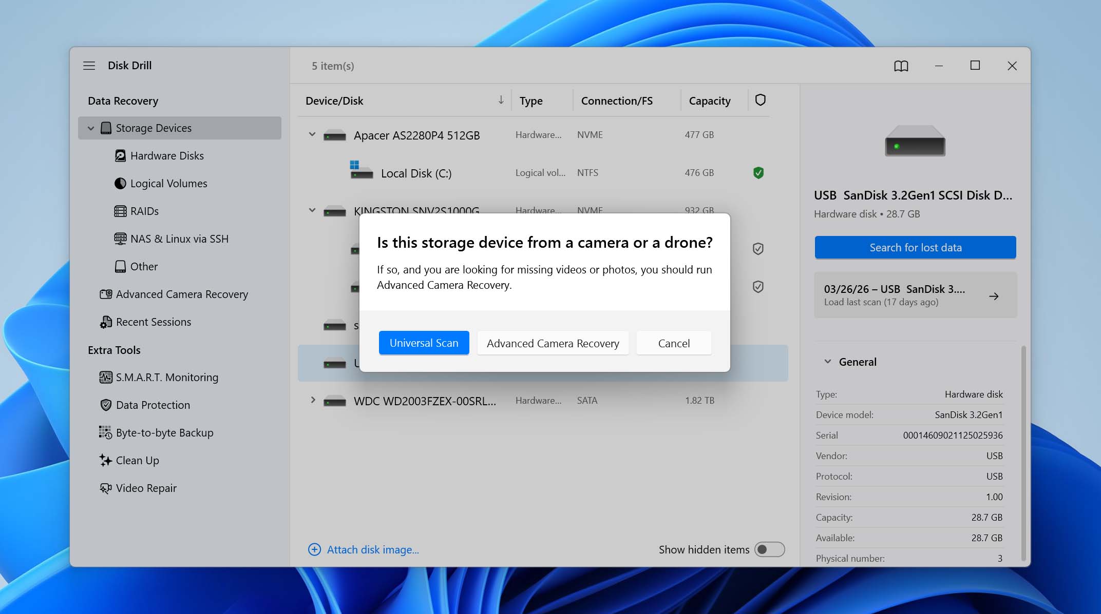 choose scan method type
