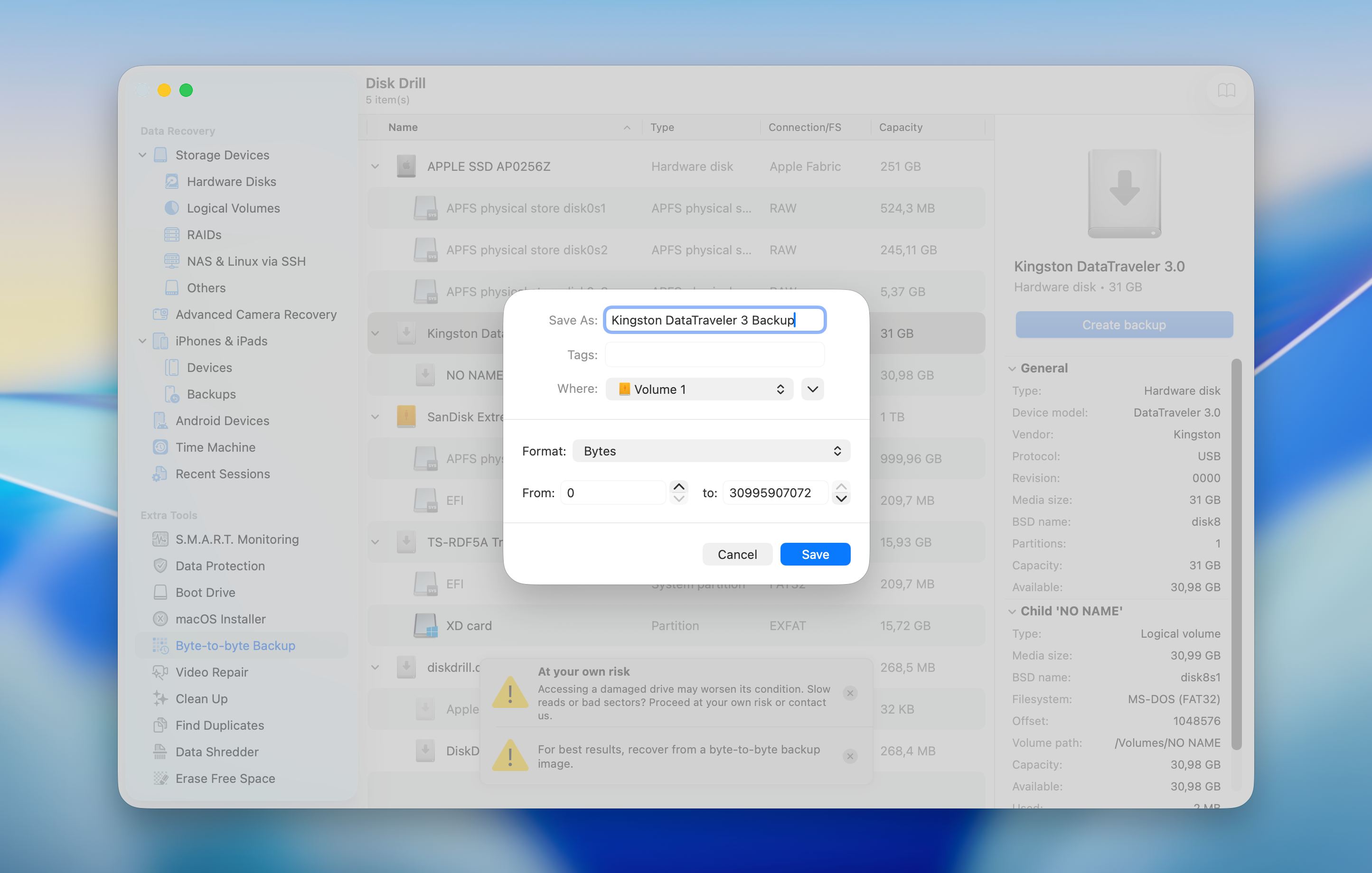 Disk Drill name backup