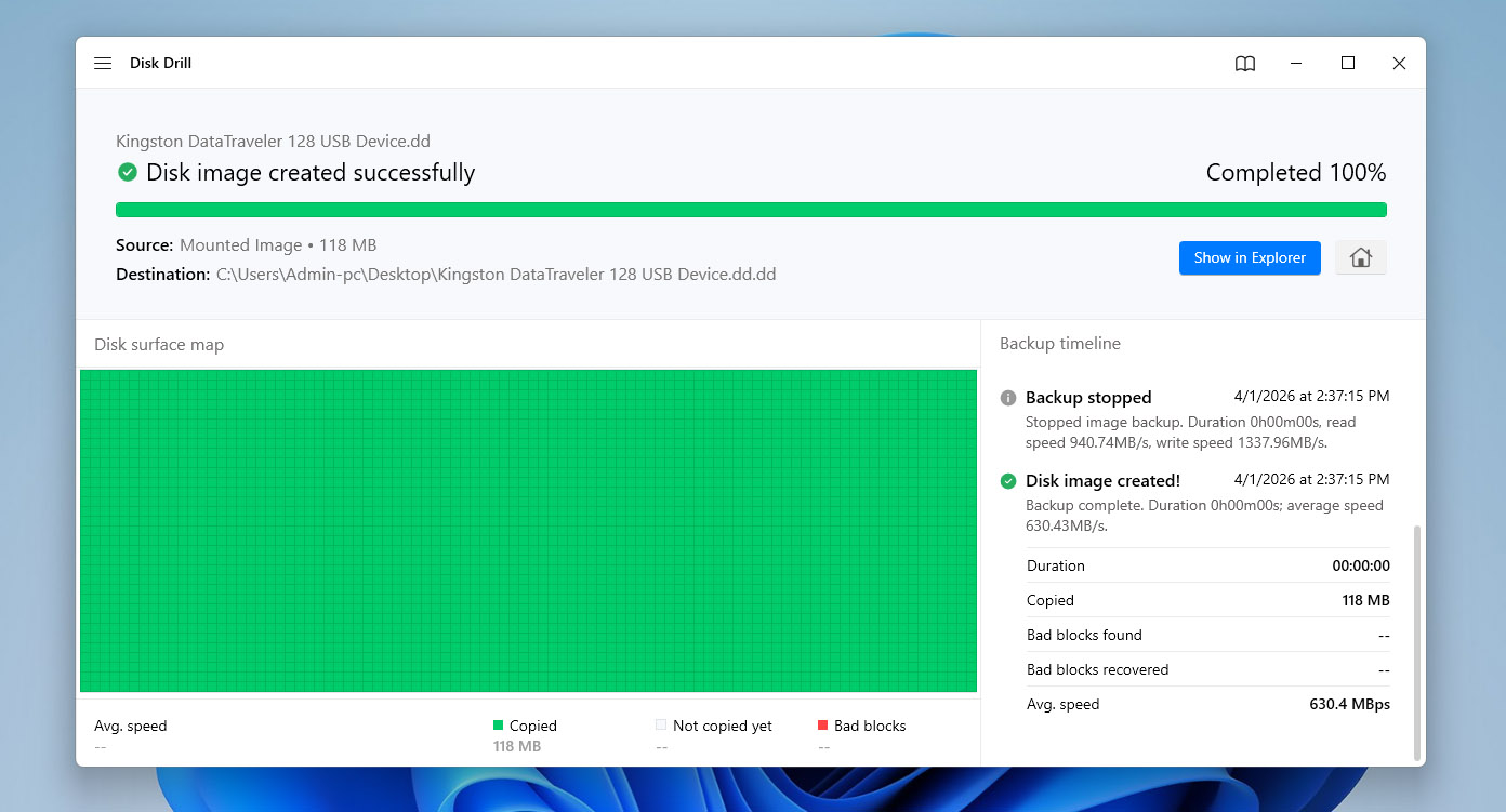 backup process in disk drill