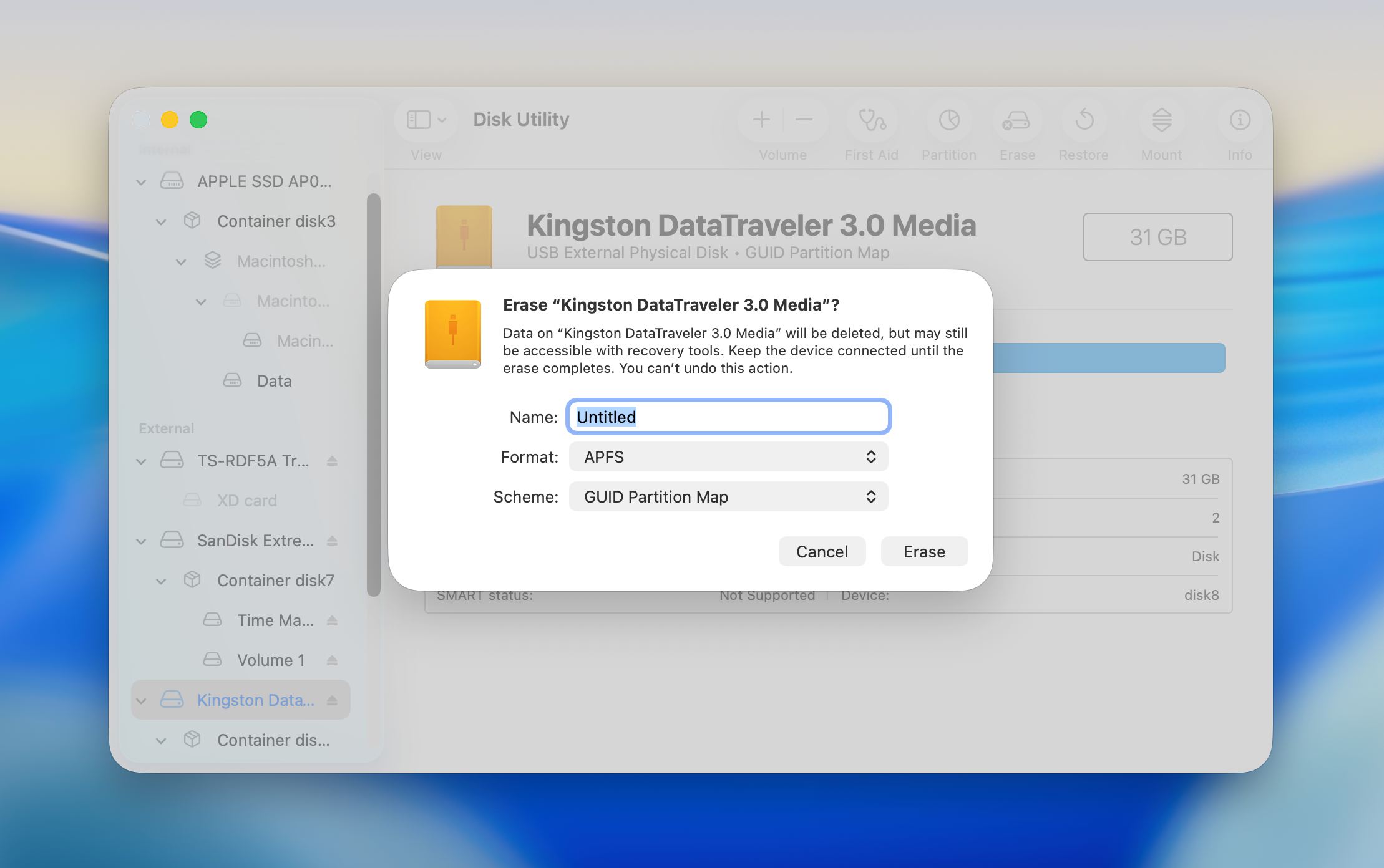 Disk Utility erase