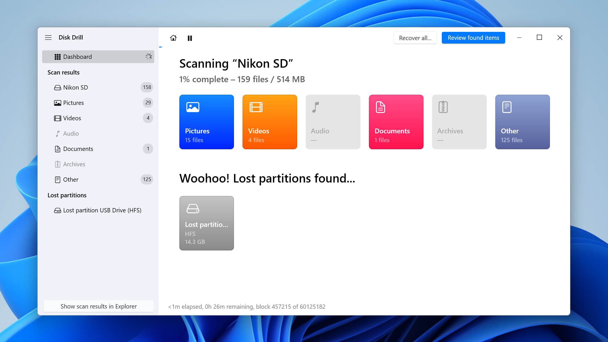 click review found data