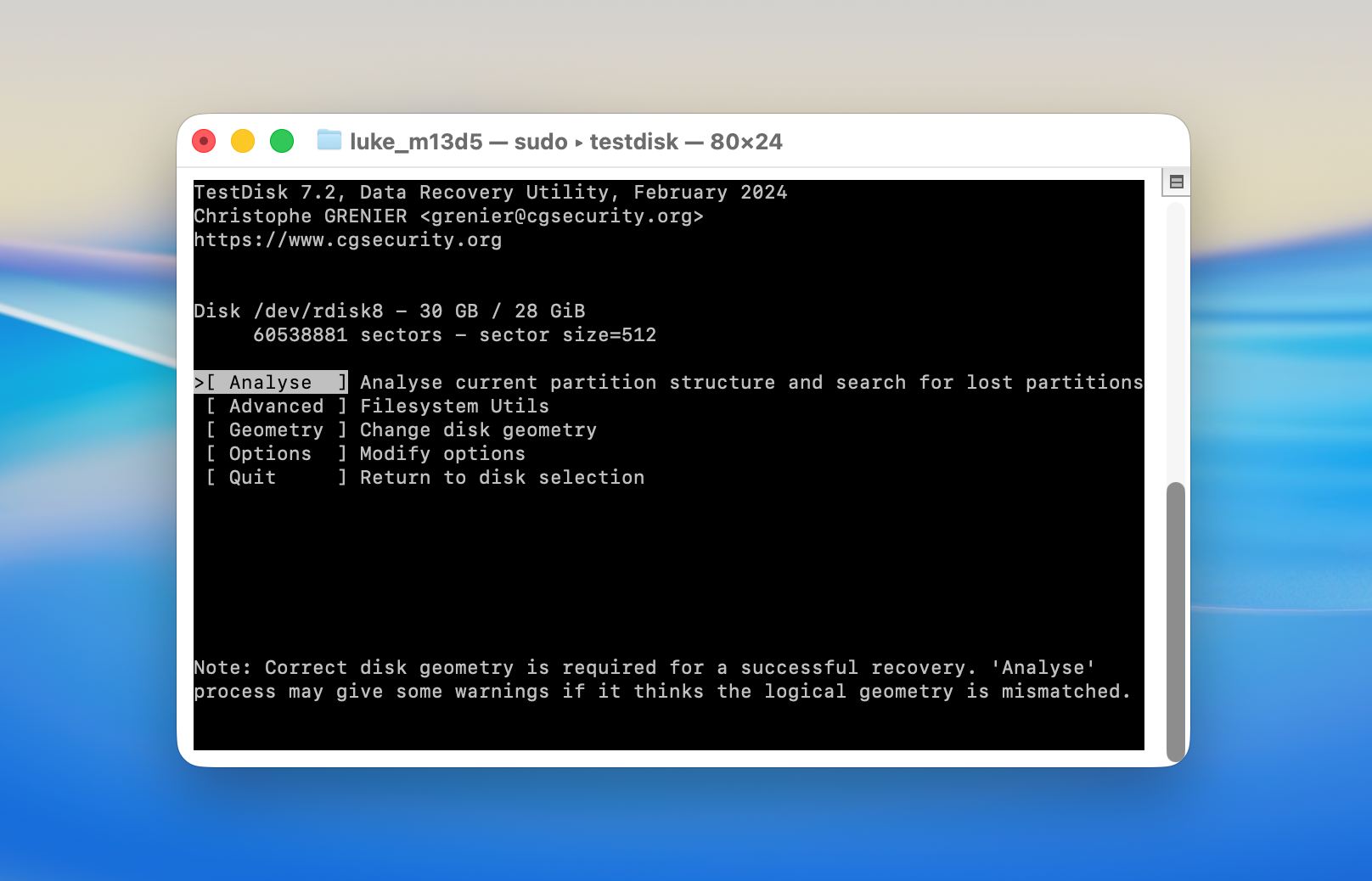 TestDisk analyze